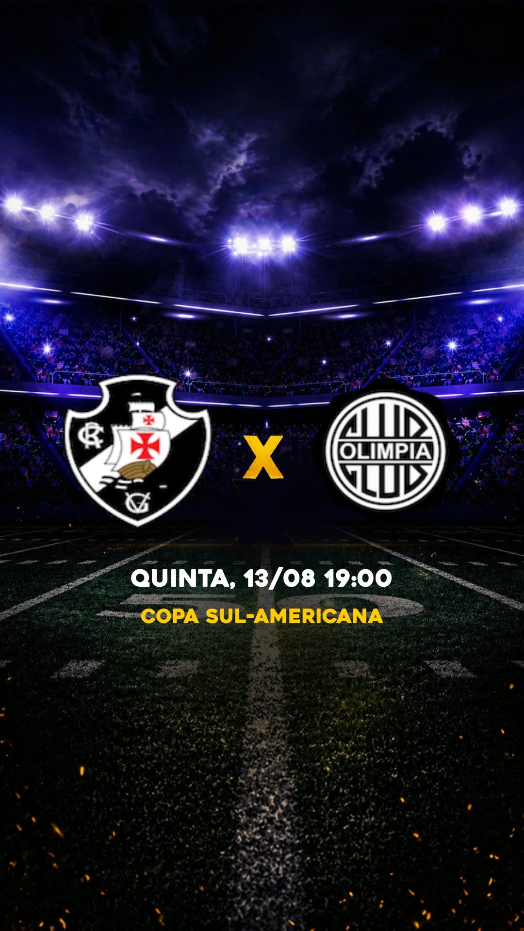 Flyer Vasco x Olimpia - Copa Sul-Americana - Quinta 13/08 19:00 - Download gratis futebol