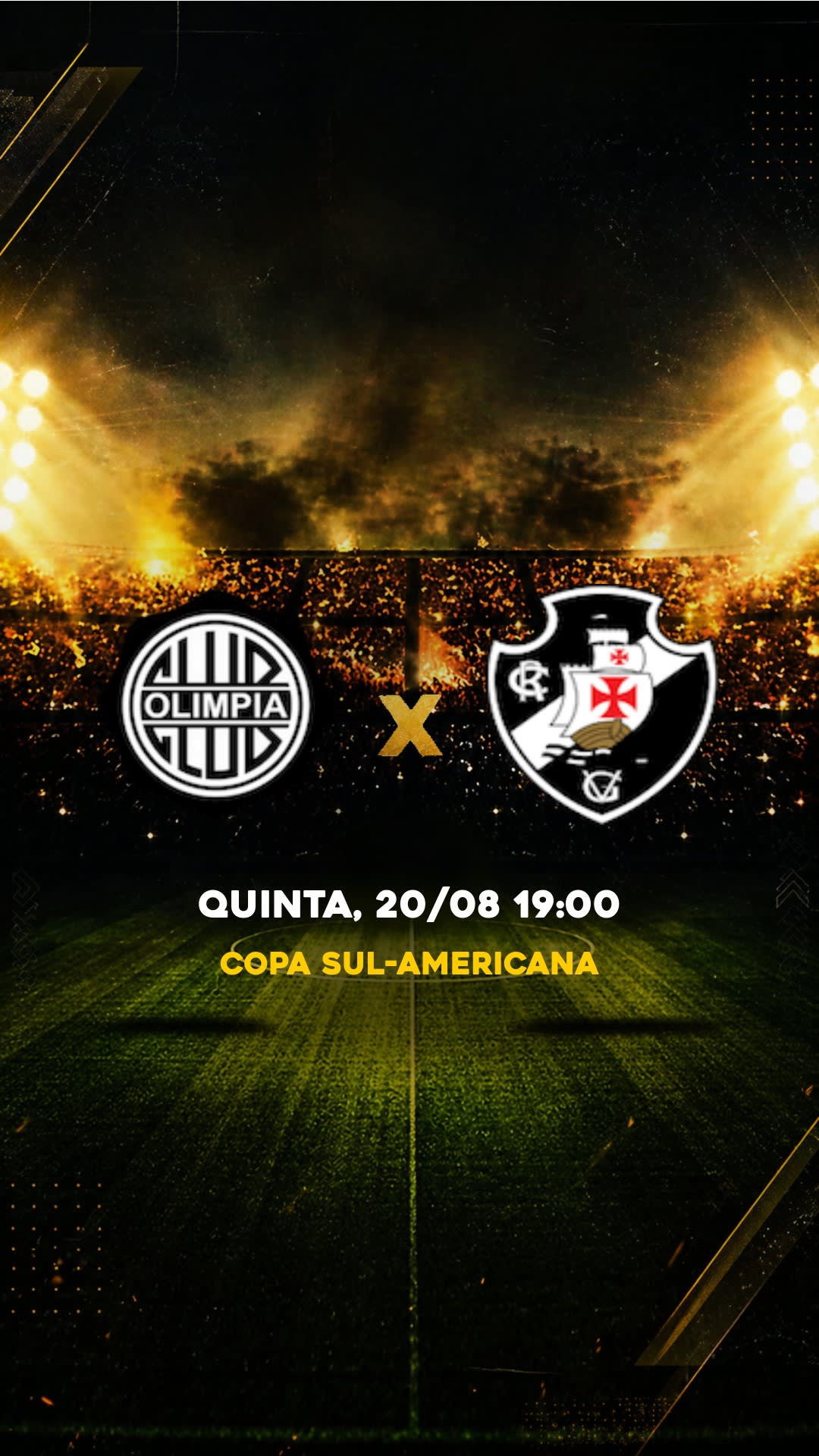 Flyer Olimpia x Vasco - Copa Sul-Americana - Quinta, 20/08 19:00 - Download gratis futebol