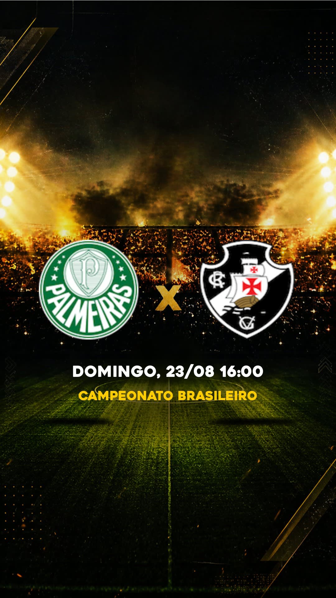 Flyer Palmeiras x Vasco - Campeonato Brasileiro - Domingo, 23/08 16:00 - Download gratis futebol