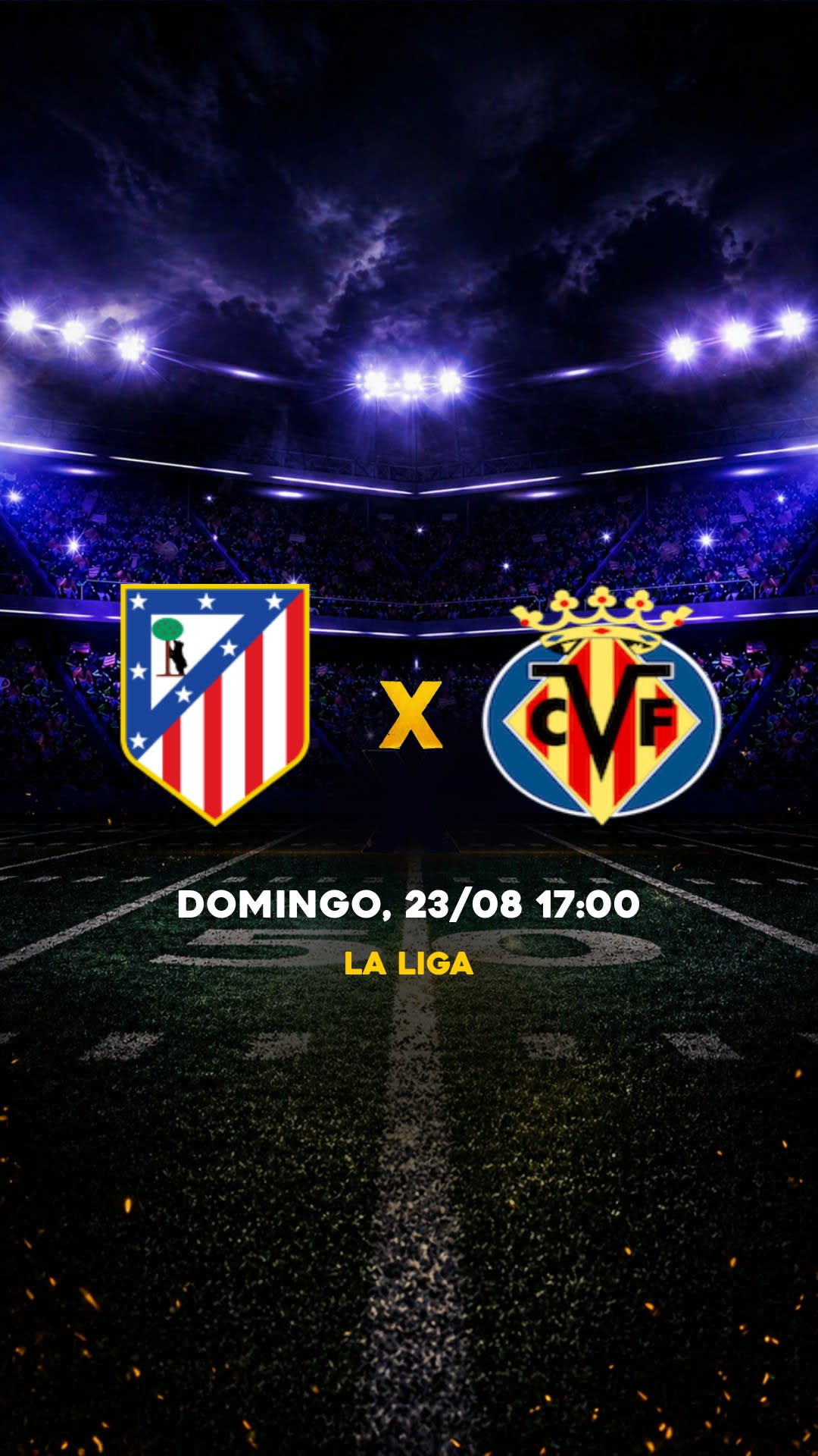 Flyer Atlético Madrid x Villarreal - La Liga - Domingo, 23/08 17:00 - Descarga gratis fútbol