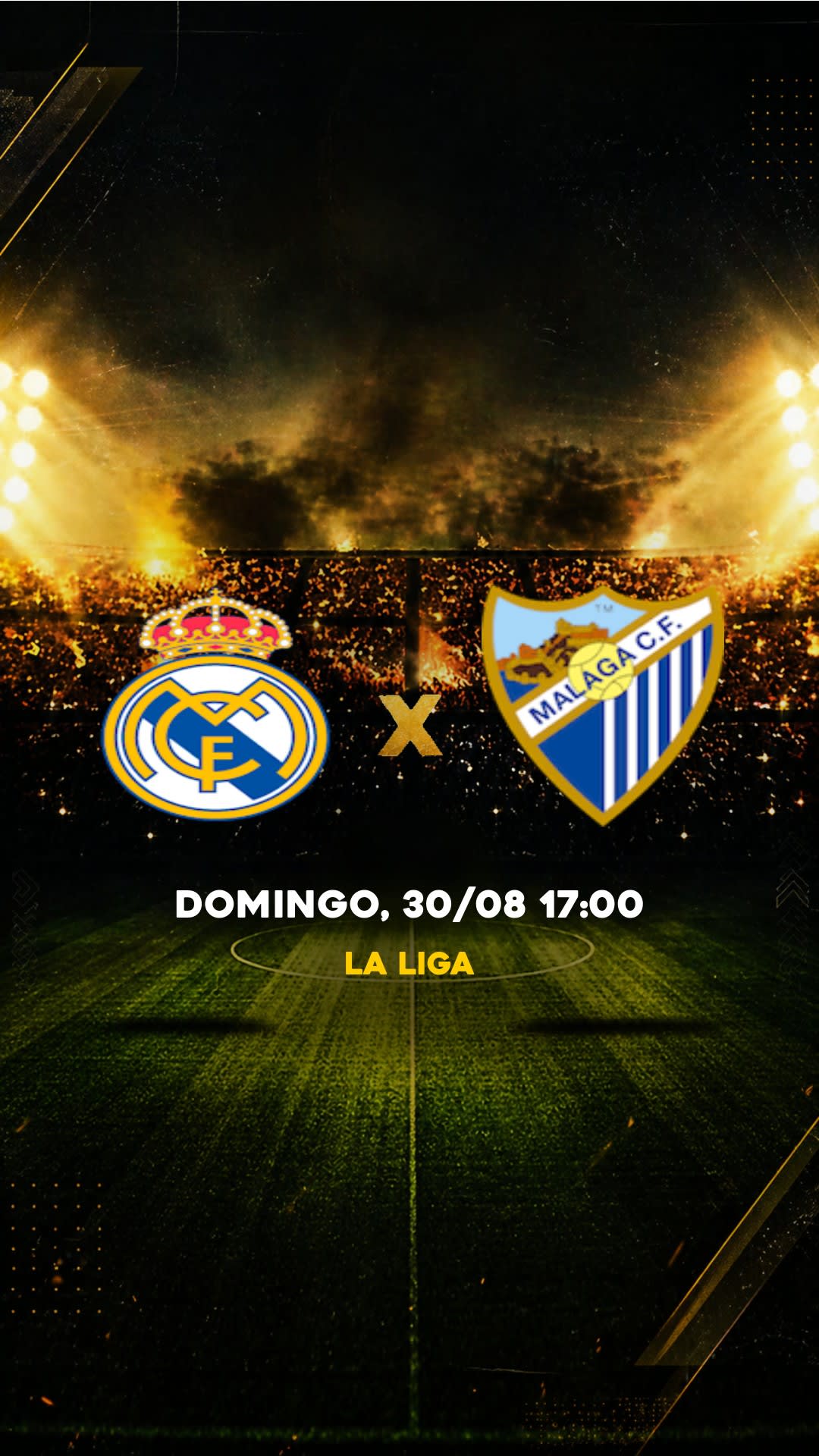 Flyer Real Madrid x Málaga - La Liga - Domingo, 30/08 17:00 - Descarga gratis fútbol