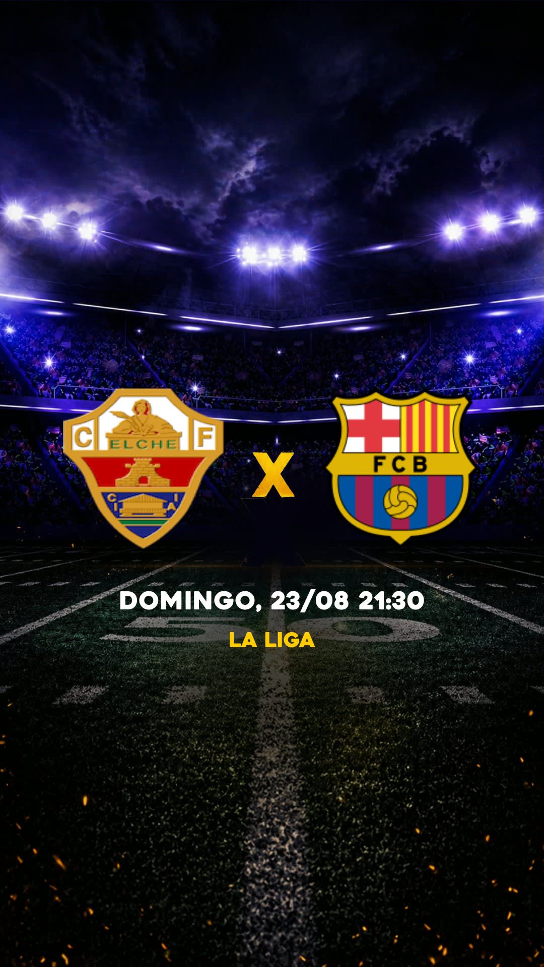 Flyer Elche x Barcelona - La Liga - Domingo, 23/08 21:30 - Descarga gratis fútbol
