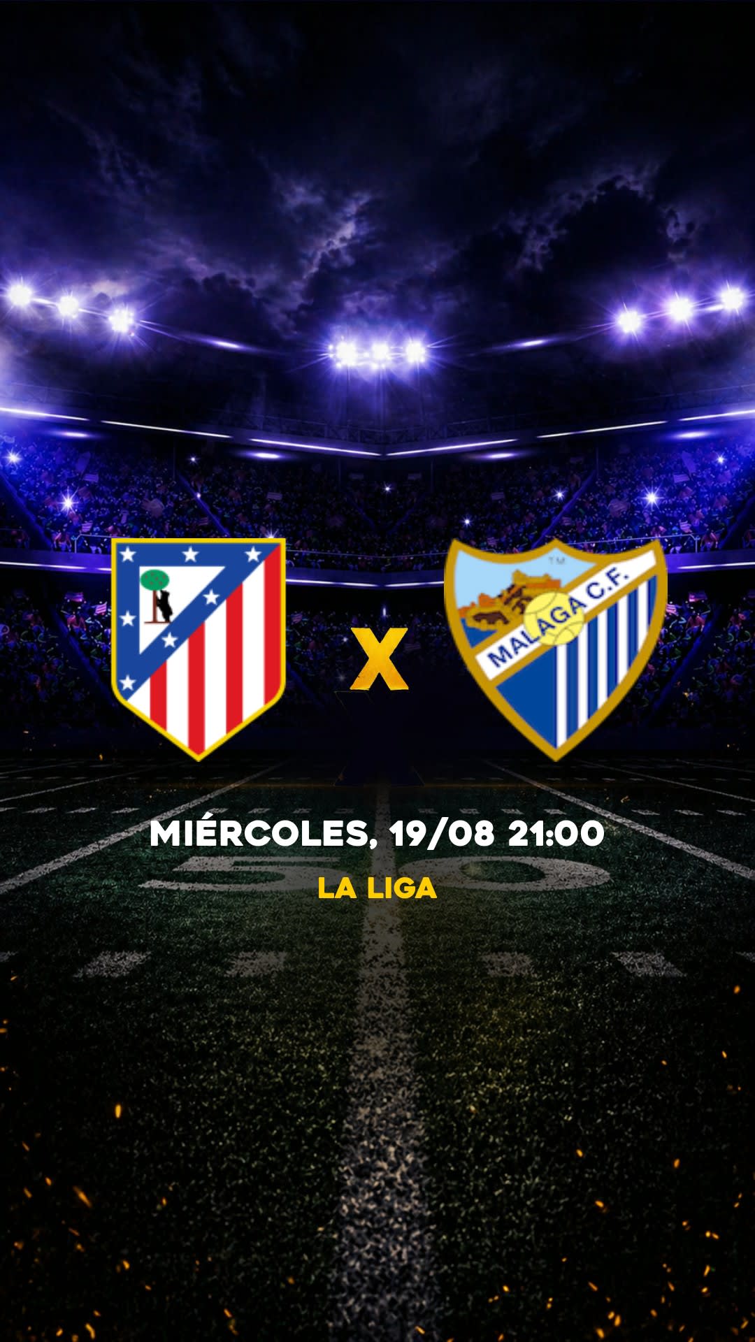 Flyer Atlético Madrid x Málaga - La Liga - Miércoles, 19/08 21:00 - Descarga gratis fútbol