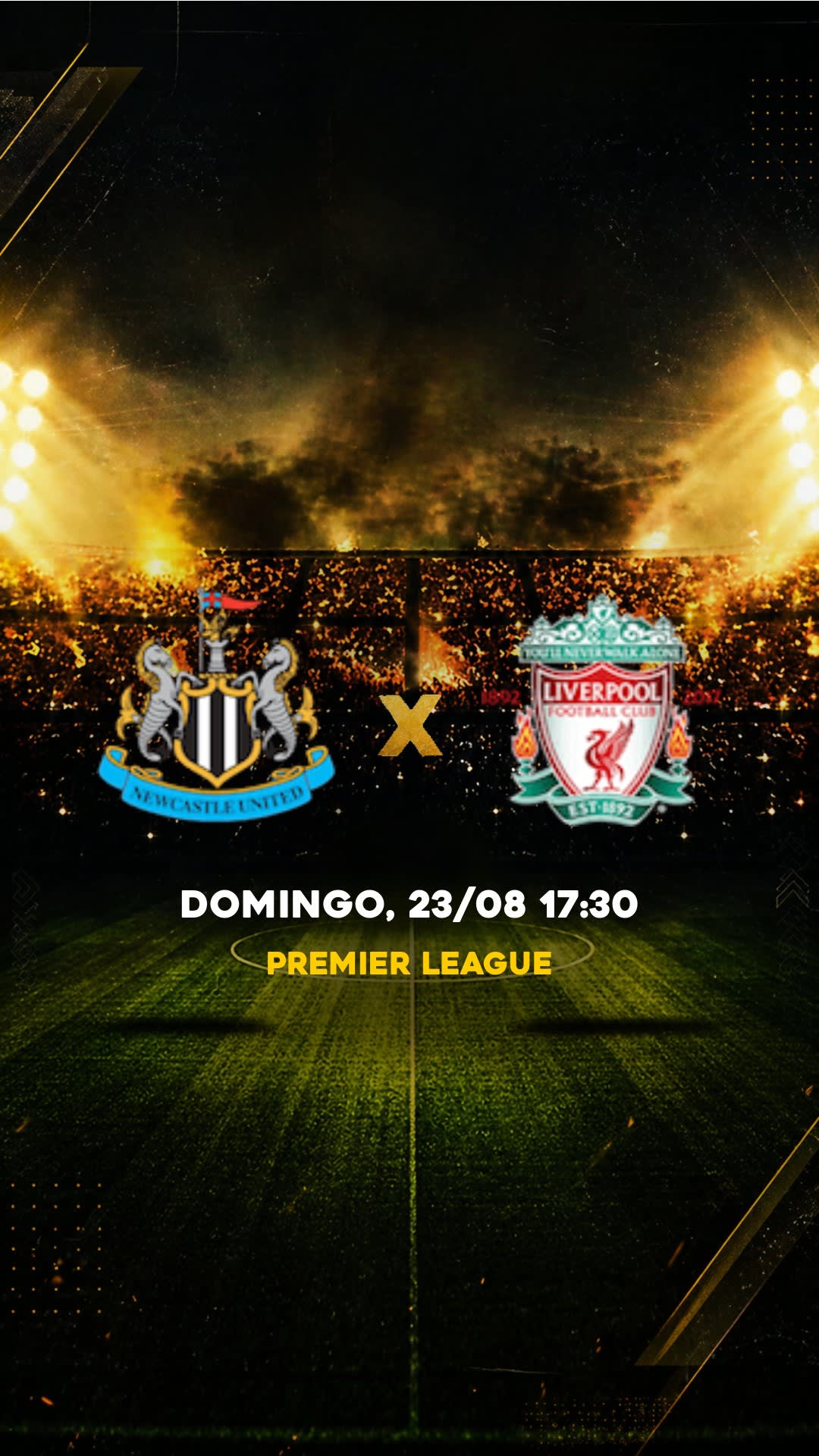 Flyer Newcastle x Liverpool - Premier League - Domingo, 23/08 17:30 - Descarga gratis fútbol