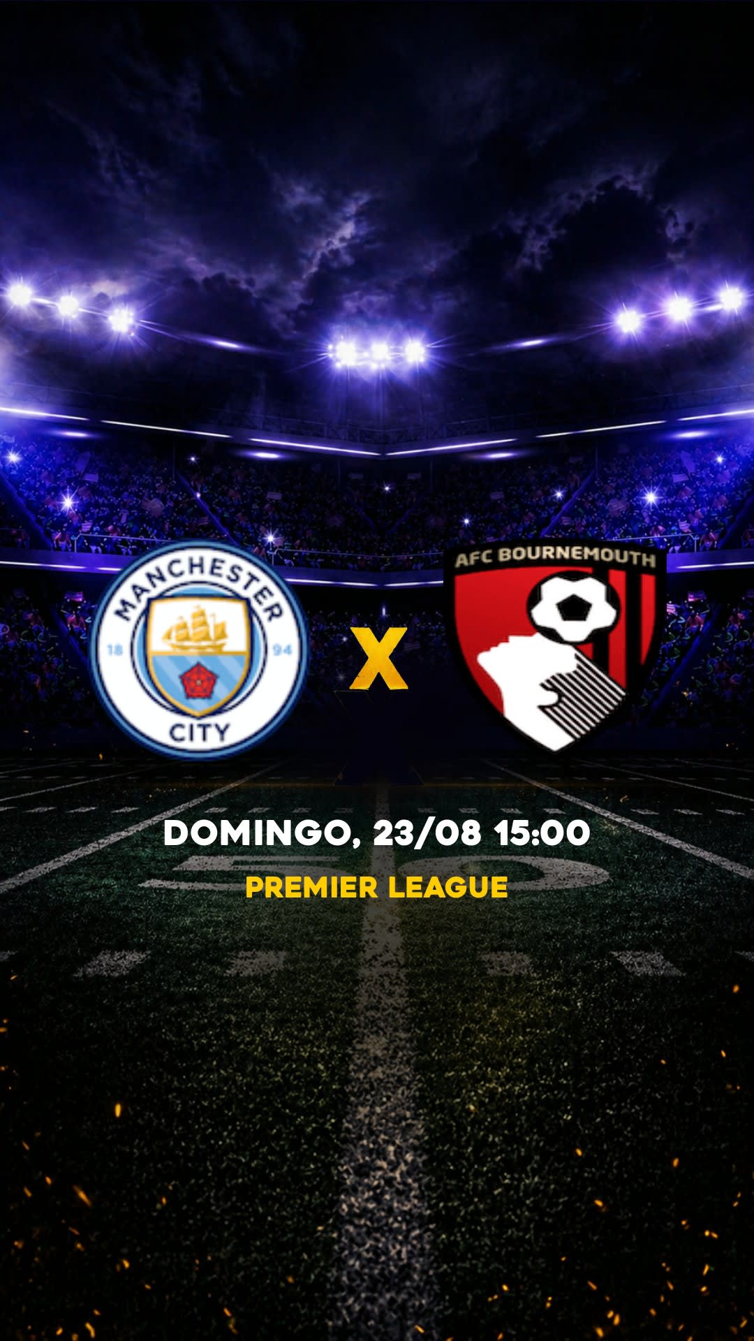 Flyer Manchester City x Bournemouth - Premier League - Domingo, 23/08 15:00 - Descarga gratis fútbol