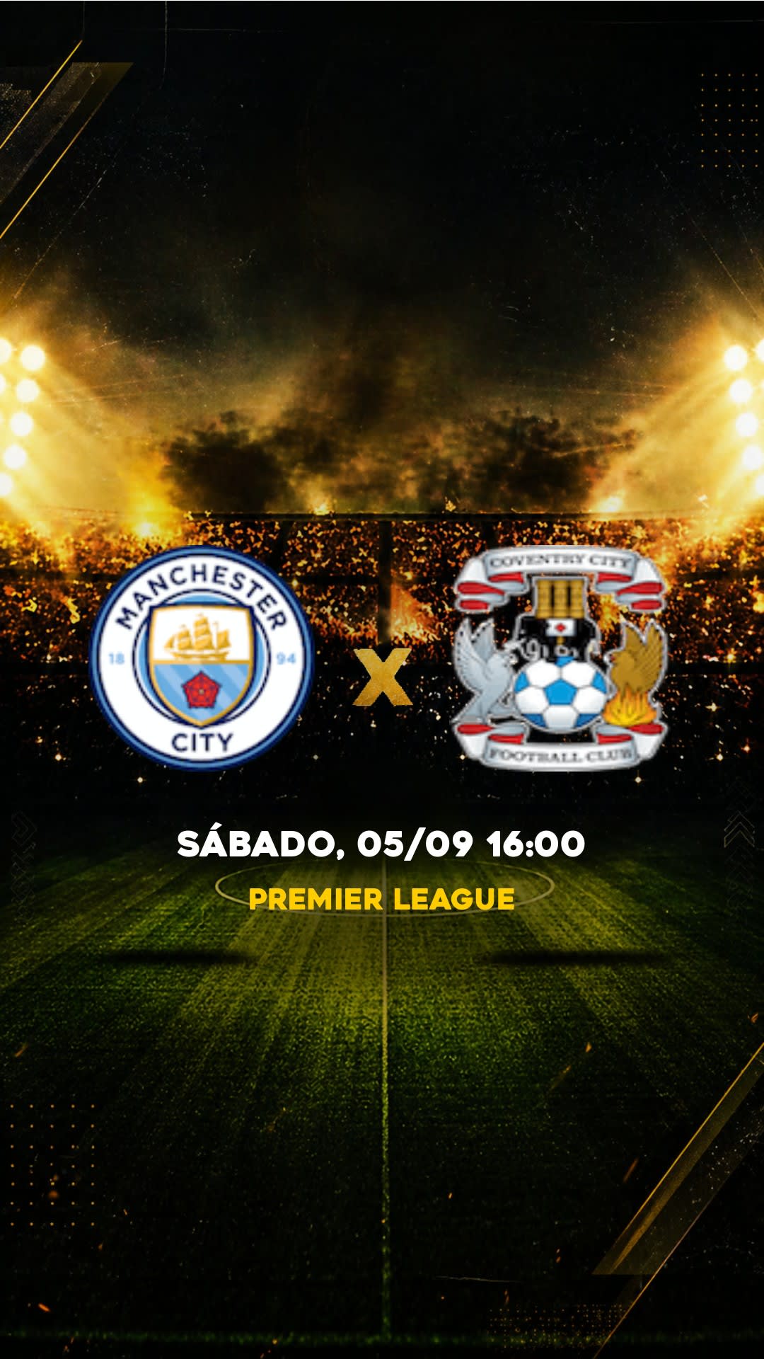 Flyer Manchester City x Coventry City - Premier League - Sábado, 05/09 16:00 - Descarga gratis fútbol