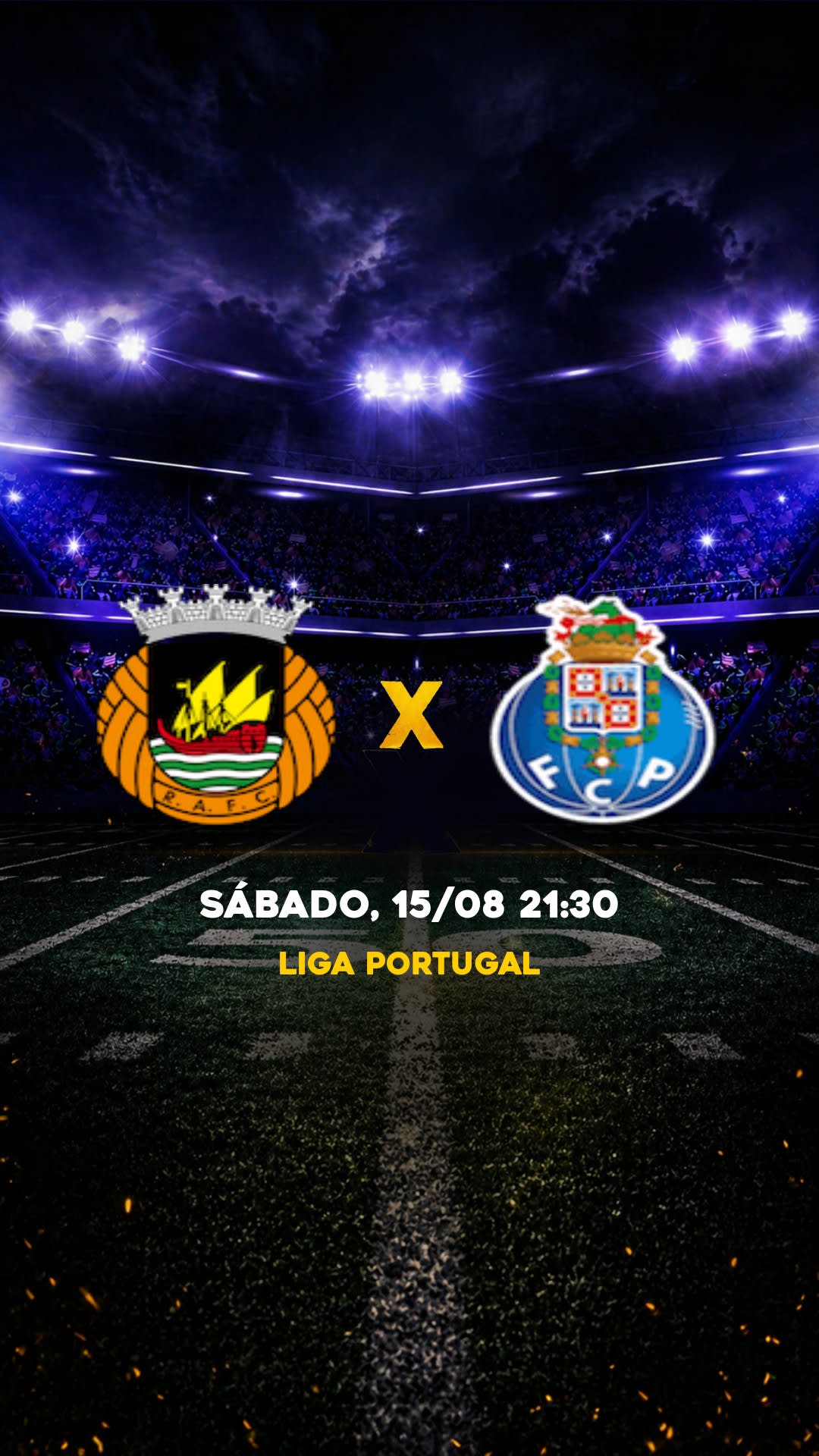Flyer Rio Ave x Porto - Liga Portugal - Sábado, 15/08 21:30 - Descarga gratis fútbol