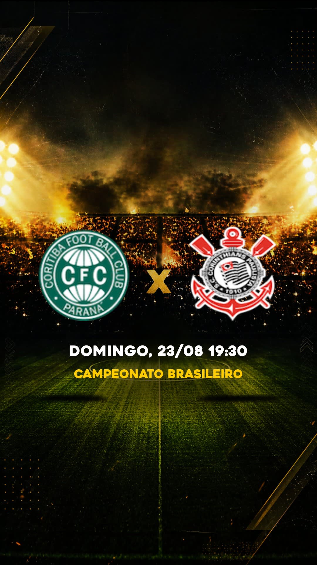 Flyer Coritiba x Corinthians - Campeonato Brasileiro - Domingo, 23/08 19:30 - Download gratis futebol
