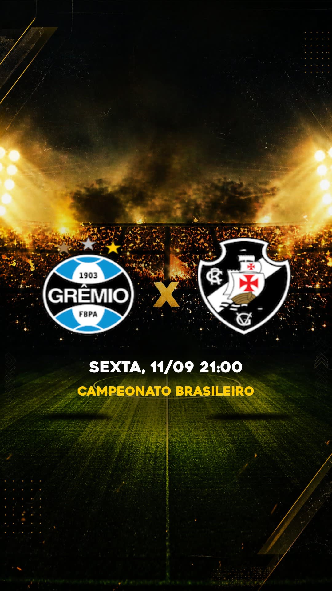 Flyer Grêmio x Vasco - Campeonato Brasileiro - SEXTA, 11/09 21:00 - Download gratis futebol