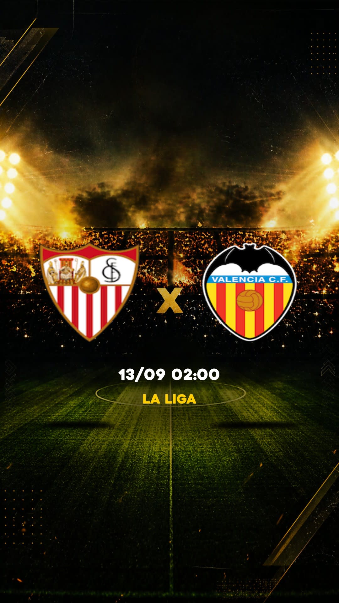 Flyer Sevilla x Valência - La Liga - 13/09 02:00 - Descarga gratis fútbol