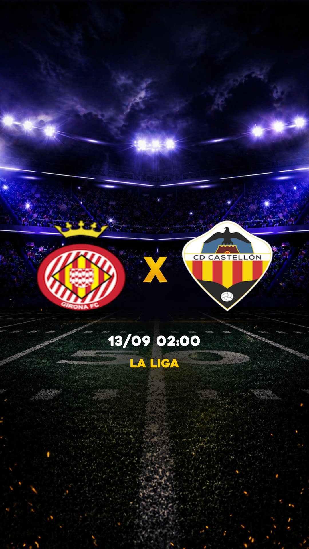 Flyer Girona x Castellón - La Liga - 13/09 02:00 - Descarga gratis fútbol