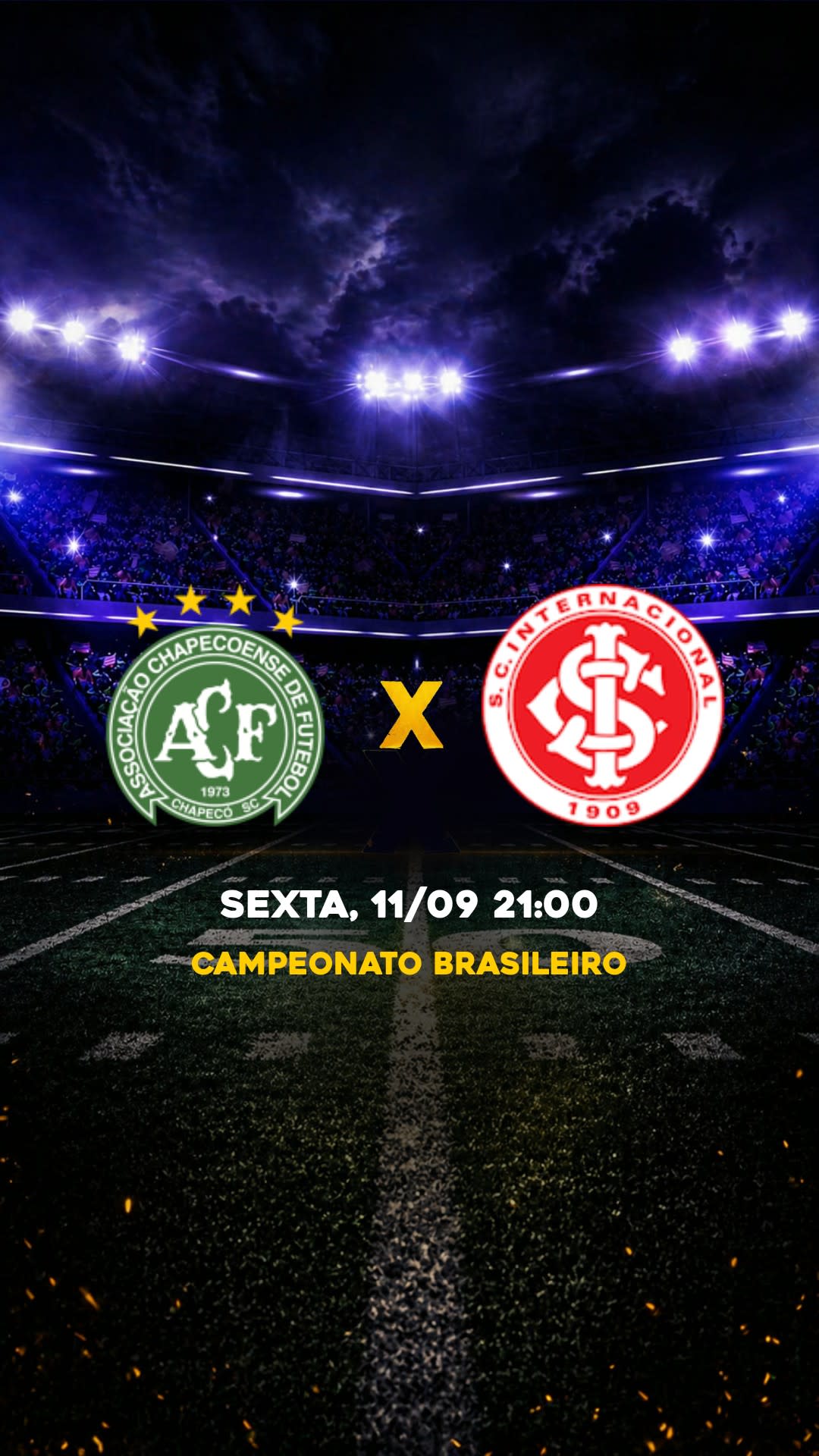 Flyer Chapecoense x Internacional - Campeonato Brasileiro - SEXTA, 11/09 21:00 - Download gratis futebol