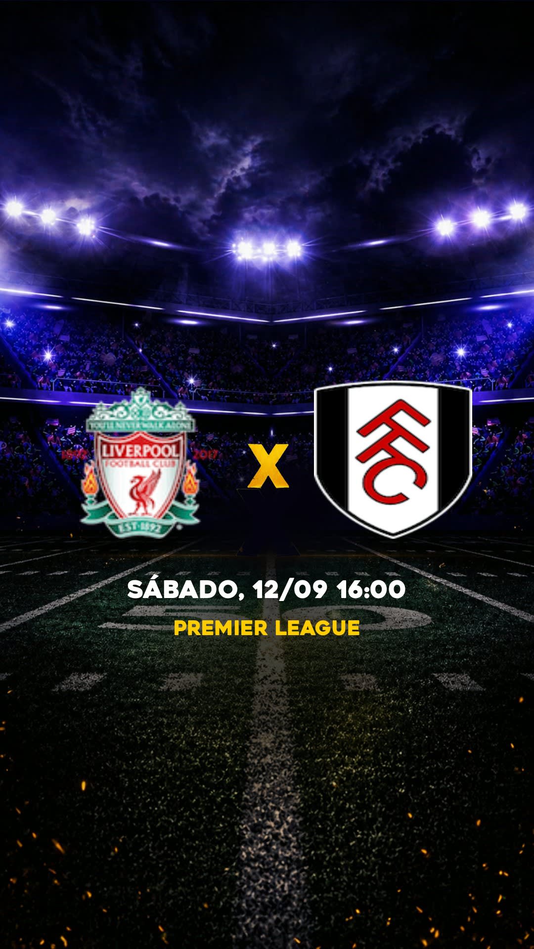 Flyer Liverpool x Fulham - Premier League - Sábado, 12/09 16:00 - Descarga gratis fútbol