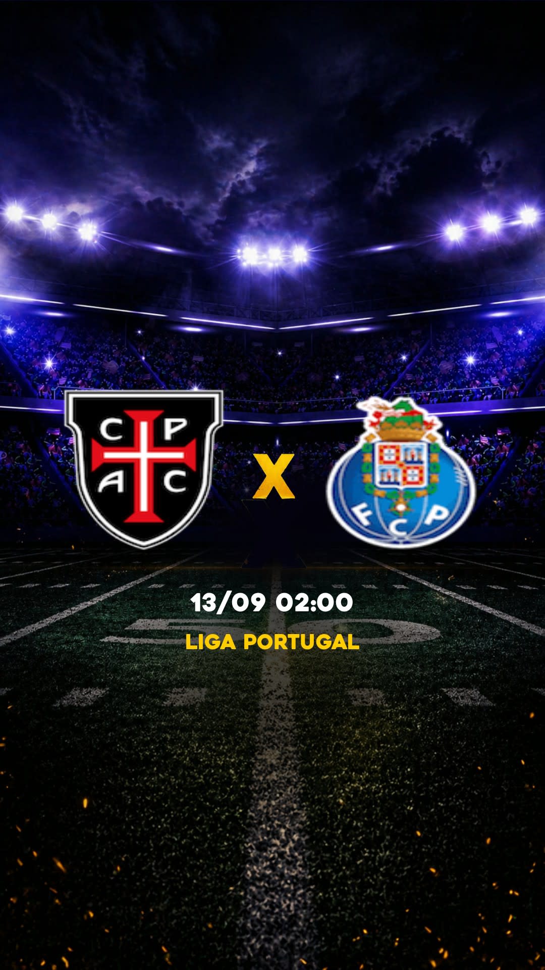 Flyer Casa Pia x Porto - Liga Portugal - 13/09 02:00 - Descarga gratis fútbol