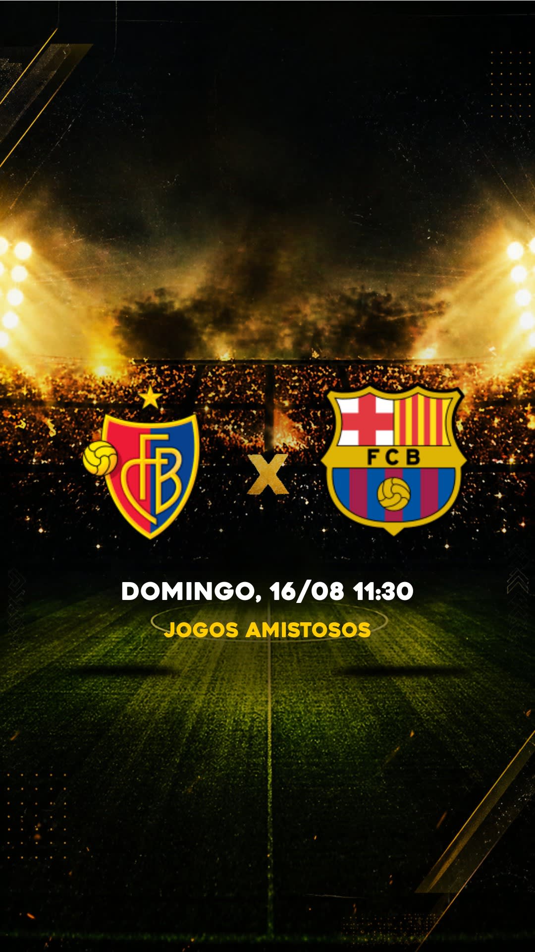 Flyer Basel x Barcelona - Jogos Amistosos - Domingo, 16/08 11:30 - Download gratis futebol