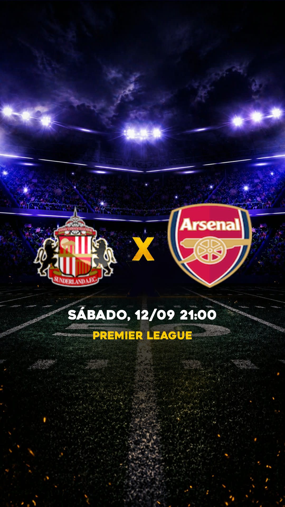 Flyer Sunderland x Arsenal - Premier League - Sábado, 12/09 21:00 - Descarga gratis fútbol