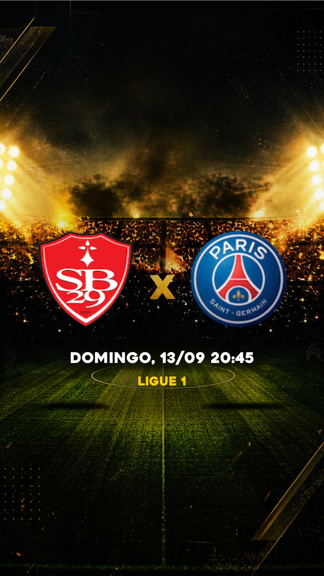 Flyer Brest x PSG - Ligue 1 - Domingo, 13/09 20:45 - Descarga gratis fútbol