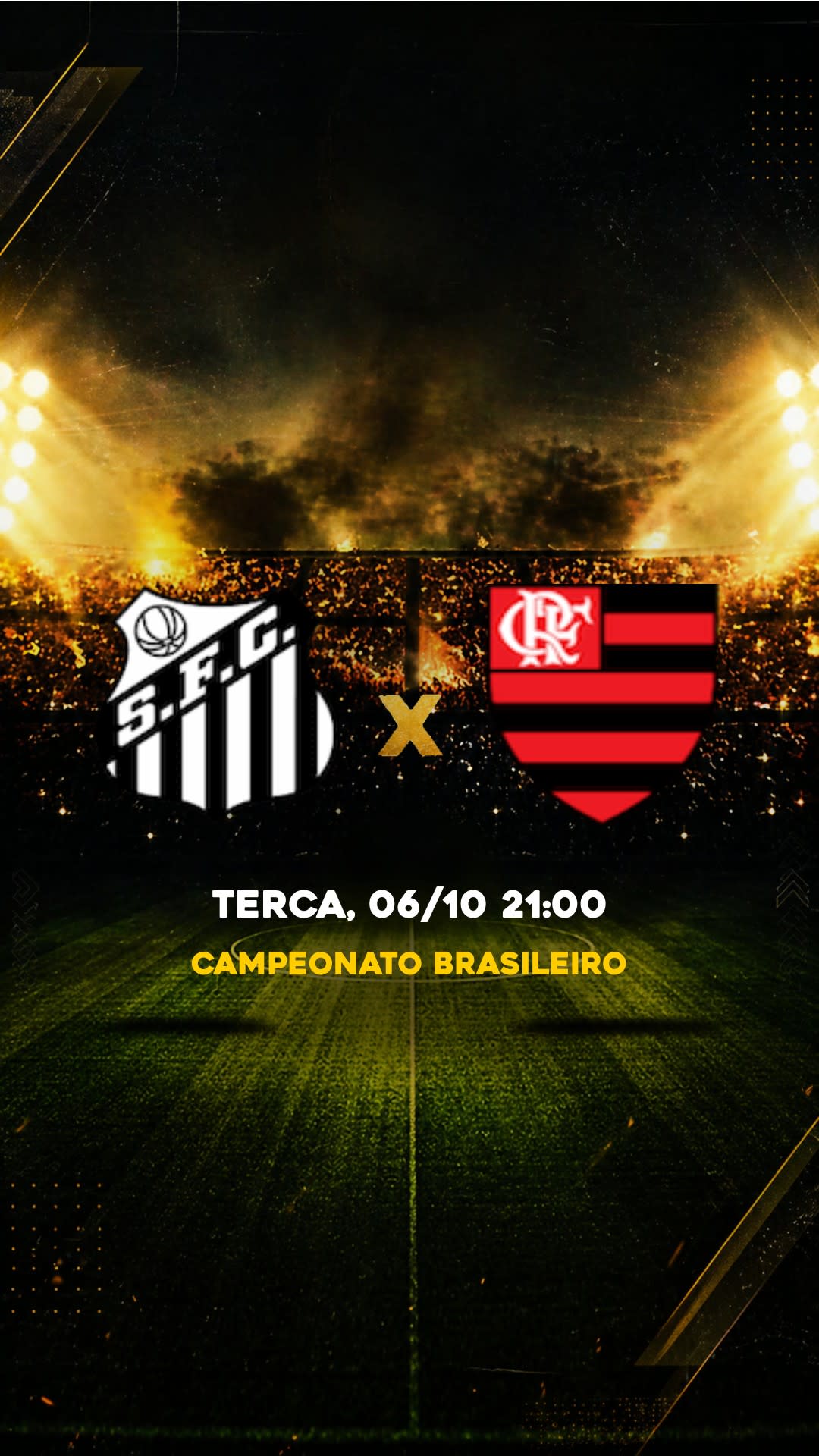 Flyer Santos x Flamengo - Campeonato Brasileiro - Quinta, 08/10 19:30 - Download gratis futebol