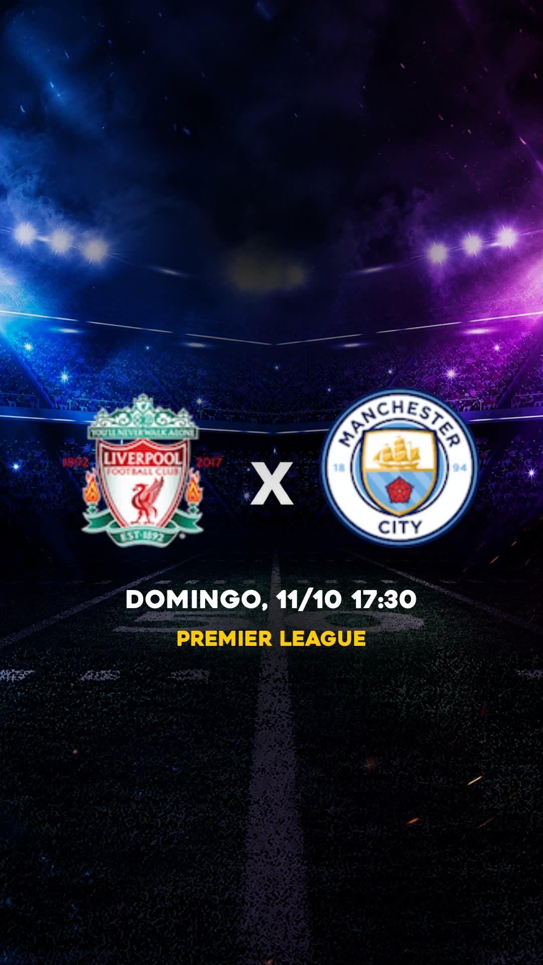 Flyer Liverpool x Manchester City - Premier League - Domingo, 11/10 17:30 - Descarga gratis fútbol