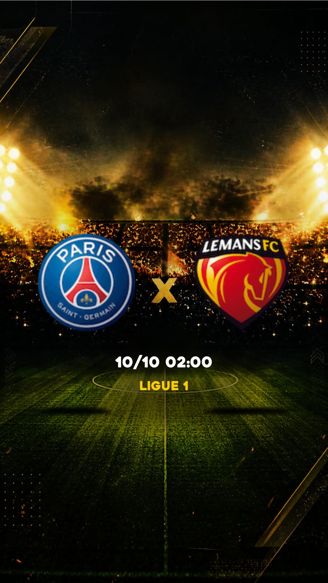 Flyer PSG x Le Mans - Ligue 1 - Sábado, 10/10 20:45 - Descarga gratis fútbol