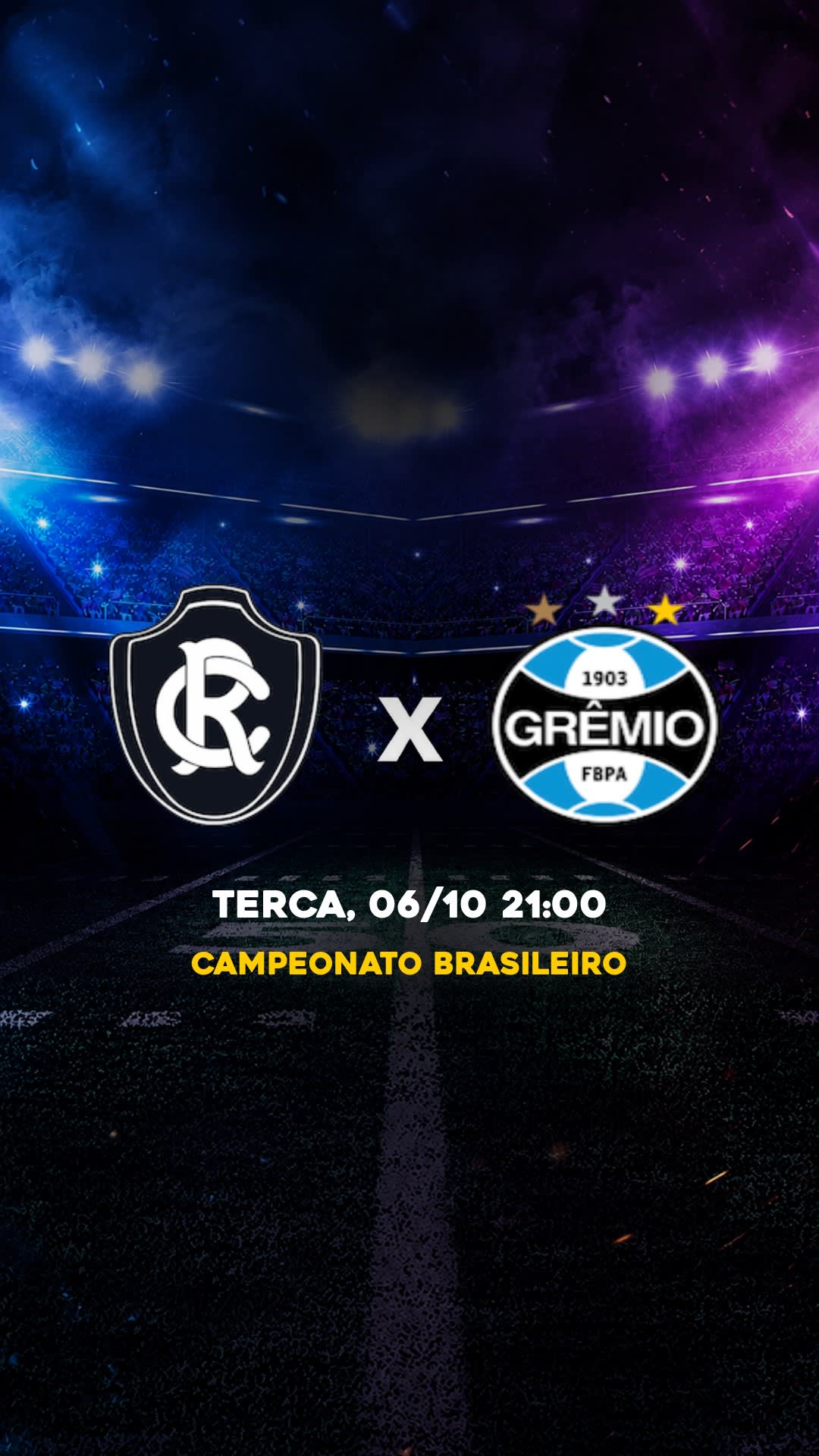 Flyer Remo x Grêmio - Campeonato Brasileiro - Quarta, 07/10 19:30 - Download gratis futebol