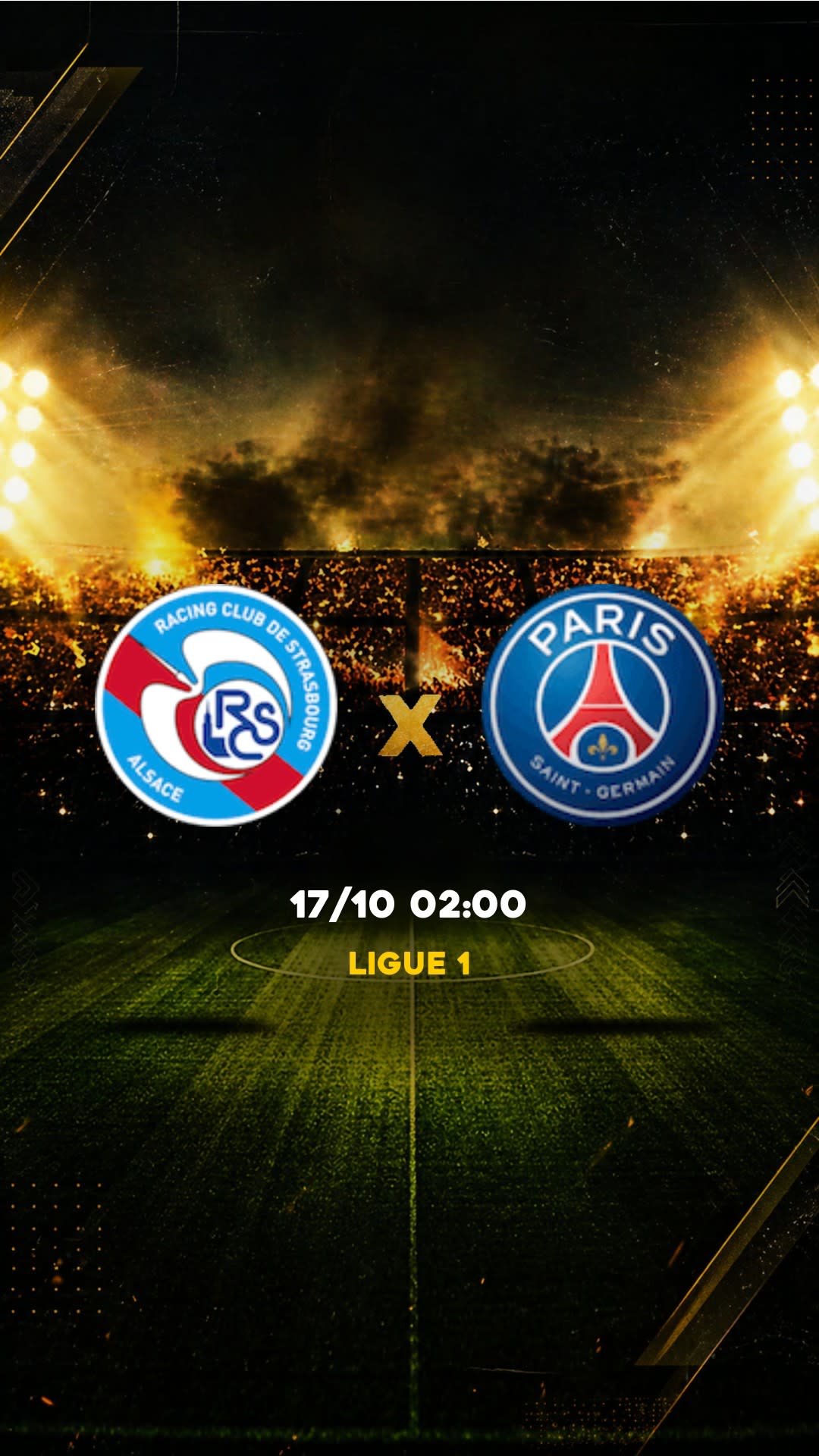 Flyer Strasbourg x PSG - Ligue 1 - Sábado, 17/10 17:15 - Descarga gratis fútbol