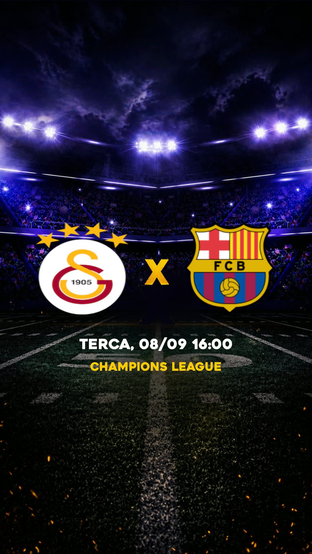 Flyer Galatasaray x Barcelona - Champions League - Terca, 13/10 16:00 - Download gratis futebol