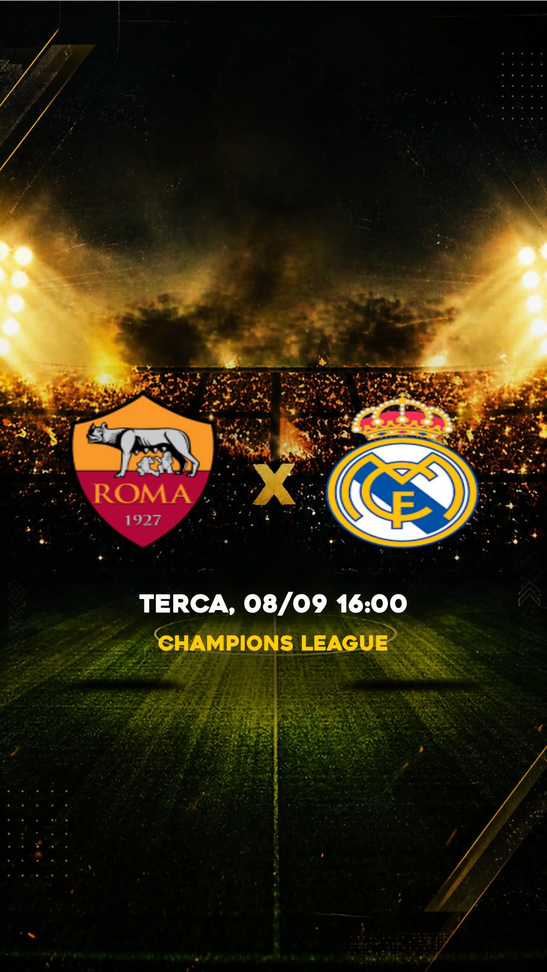 Flyer Roma x Real Madrid - Champions League - Quarta, 14/10 16:00 - Download gratis futebol