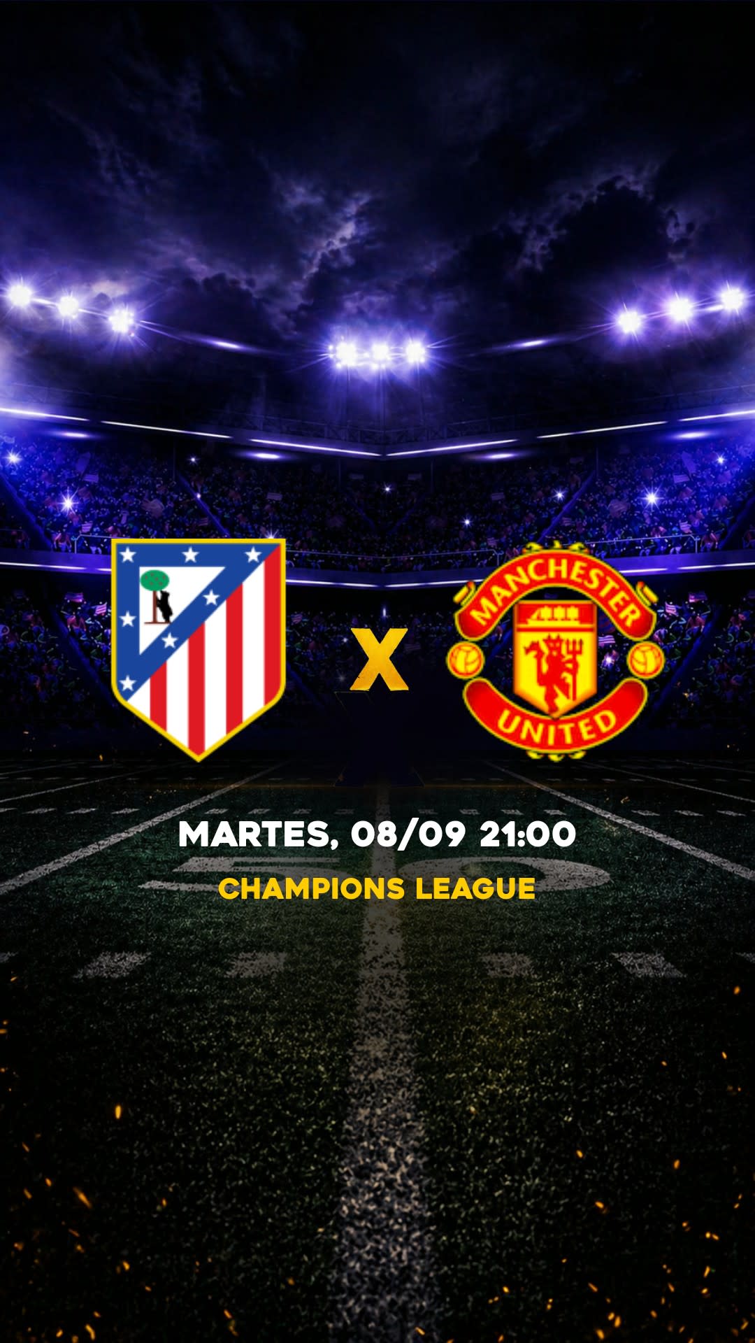 Flyer Atlético Madrid x Manchester United - Champions League - Martes, 13/10 21:00 - Descarga gratis fútbol