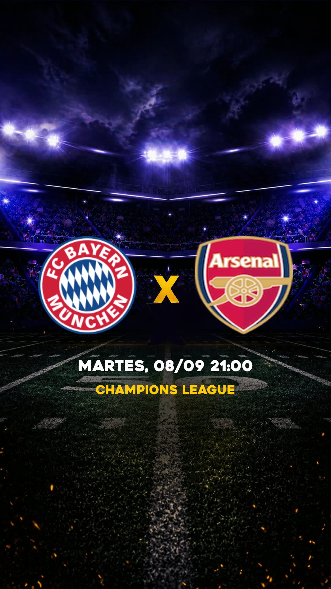 Flyer Bayern München x Arsenal - Champions League - Miércoles, 21/10 21:00 - Descarga gratis fútbol
