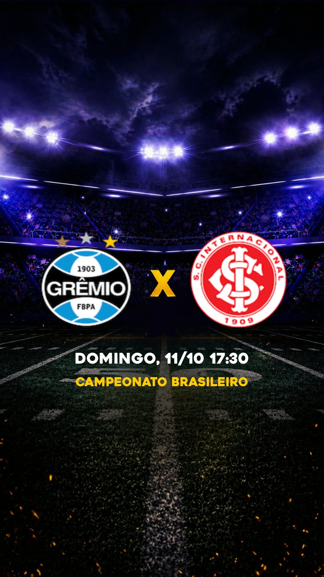 Flyer Grêmio x Internacional - Campeonato Brasileiro - Domingo, 11/10 17:30 - Download gratis futebol