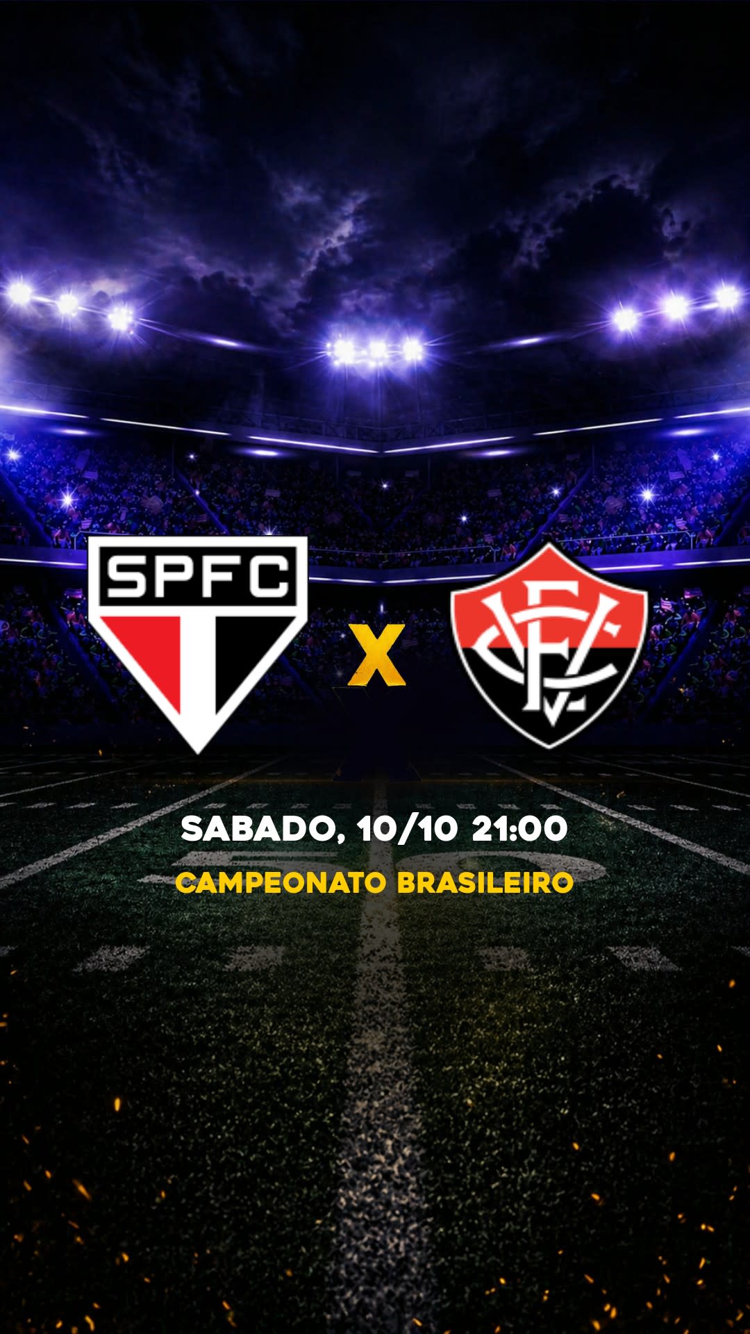 Flyer São Paulo x Vitória - Campeonato Brasileiro - Sabado, 10/10 21:00 - Download gratis futebol
