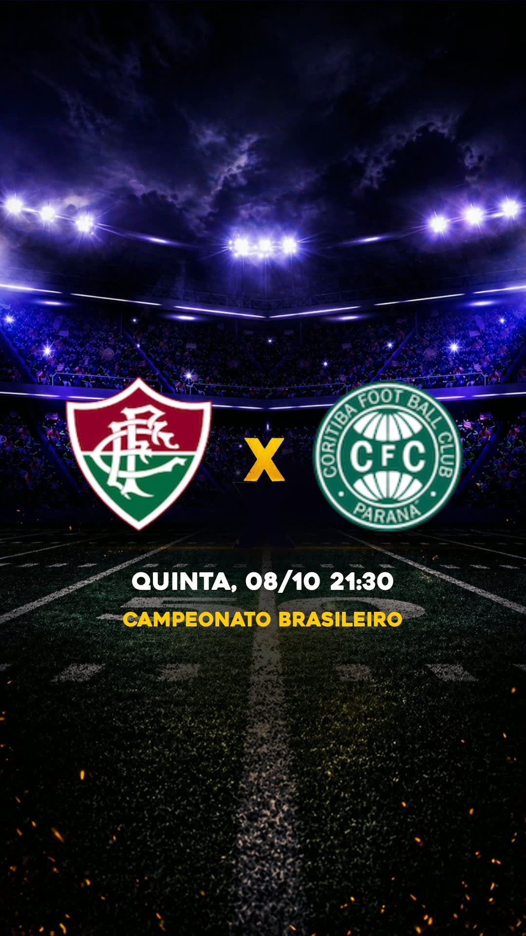 Flyer Fluminense x Coritiba - Campeonato Brasileiro - Quinta, 08/10 21:30 - Download gratis futebol