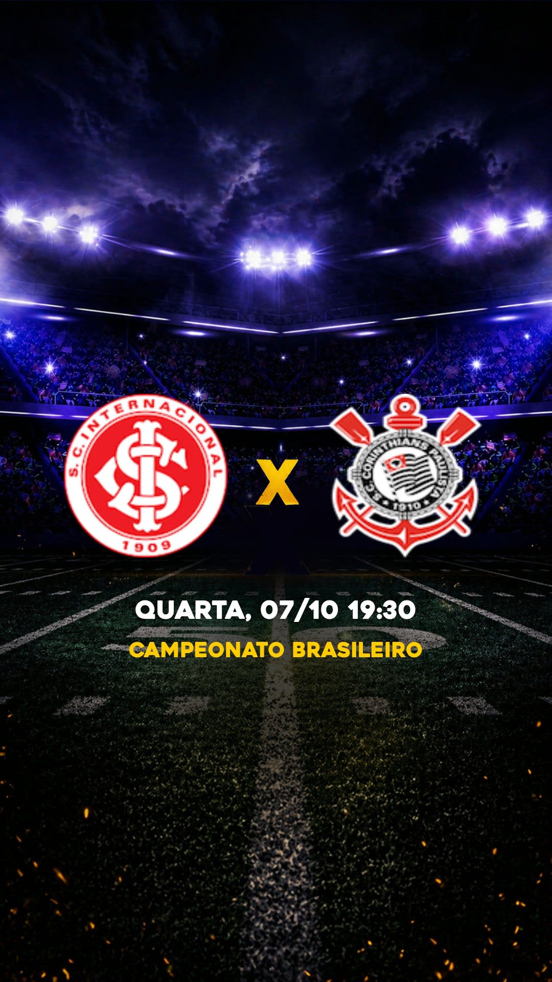 Flyer Internacional x Corinthians - Campeonato Brasileiro - Quarta, 07/10 19:30 - Download gratis futebol