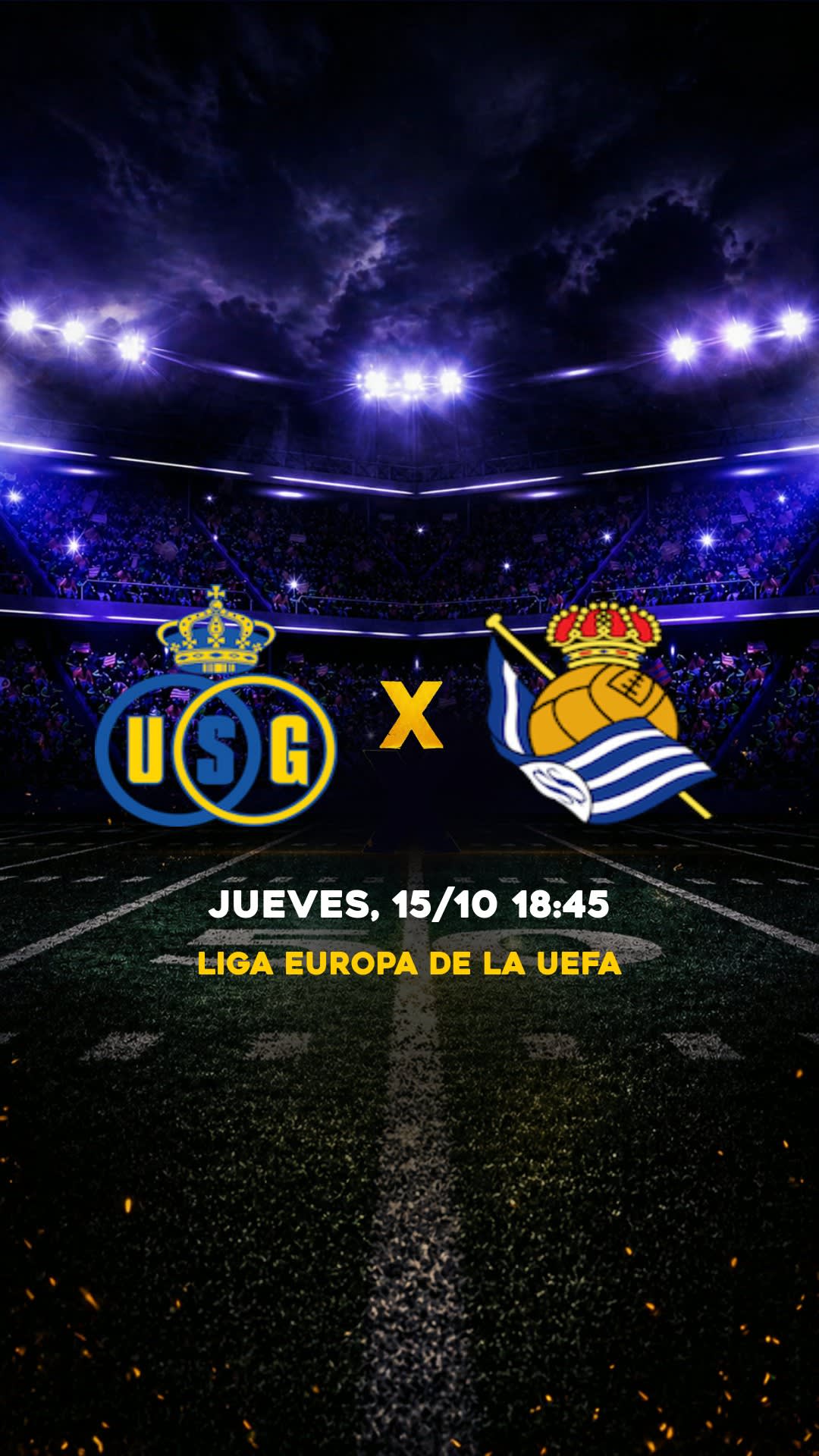 Flyer Union Saint-Gilloise x Real Sociedad - Liga Europa de la UEFA - Jueves, 15/10 18:45 - Descarga gratis fútbol