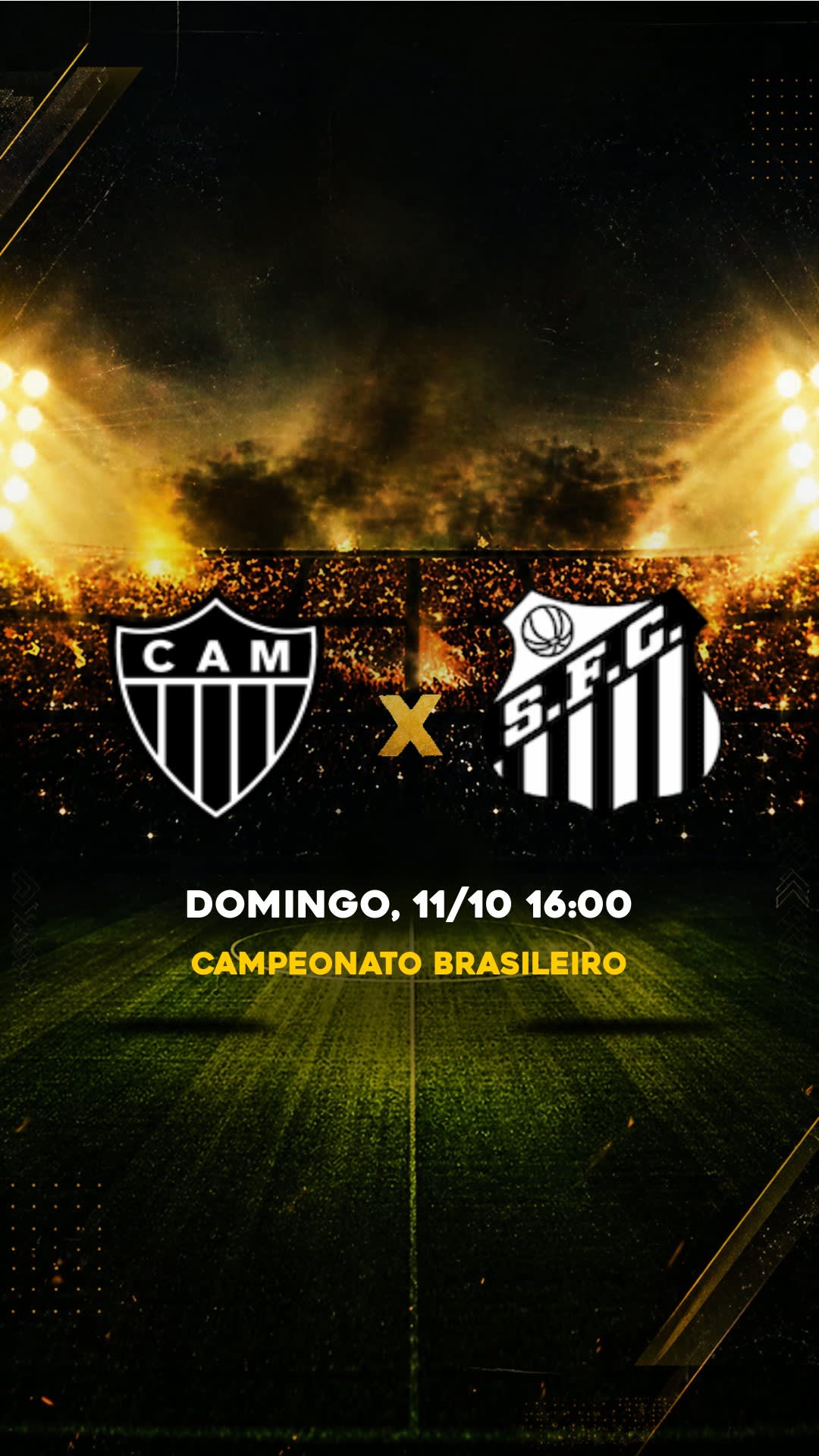 Flyer Atlético-MG x Santos - Campeonato Brasileiro - Domingo, 11/10 16:00 - Download gratis futebol