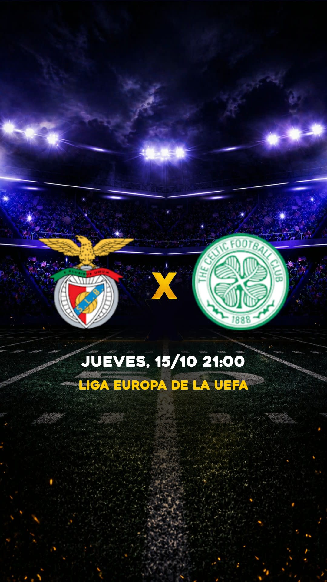 Flyer Benfica x Celtic - Liga Europa de la UEFA - Jueves, 15/10 21:00 - Descarga gratis fútbol