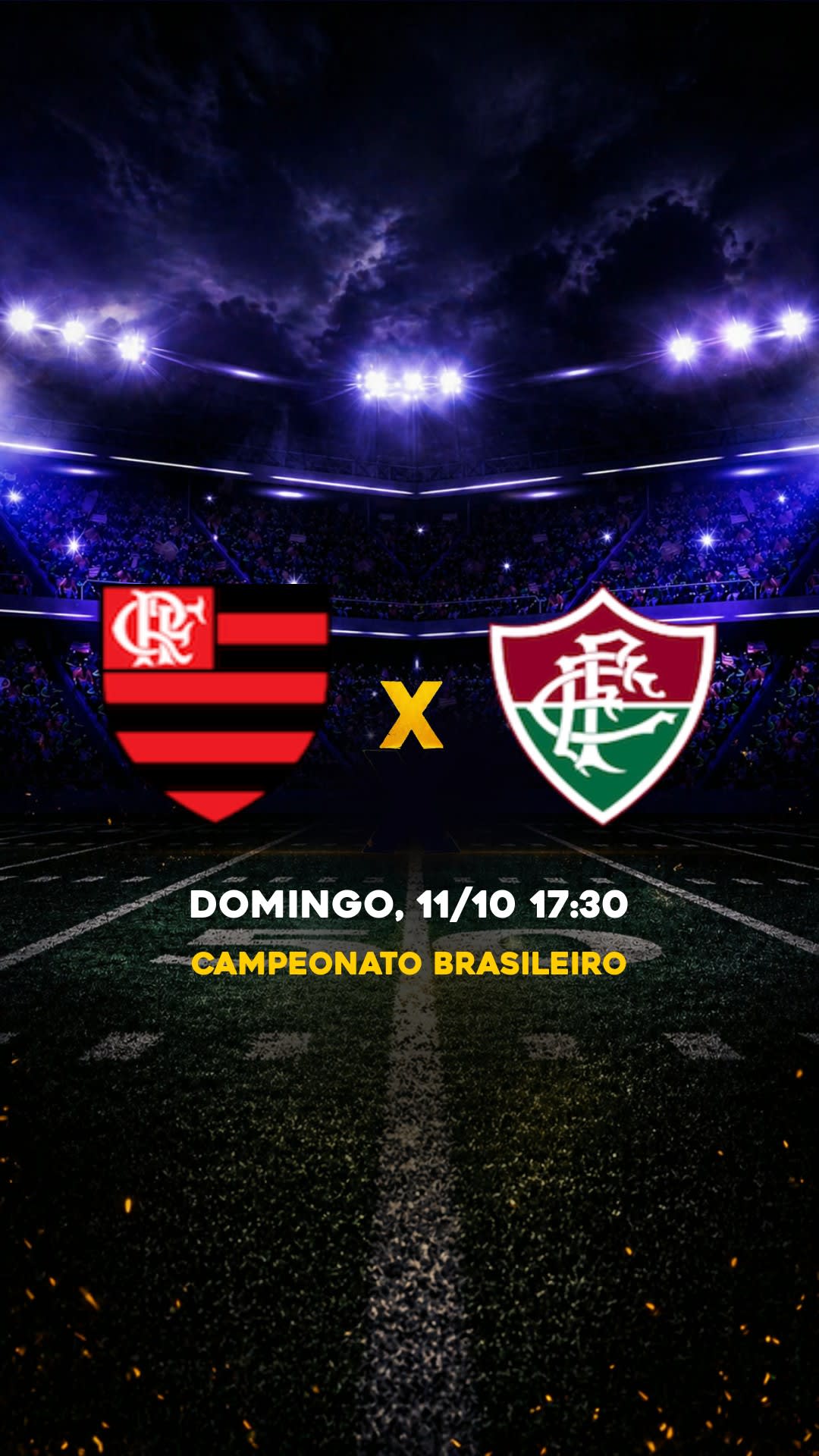 Flyer Flamengo x Fluminense - Campeonato Brasileiro - Domingo, 11/10 17:30 - Download gratis futebol