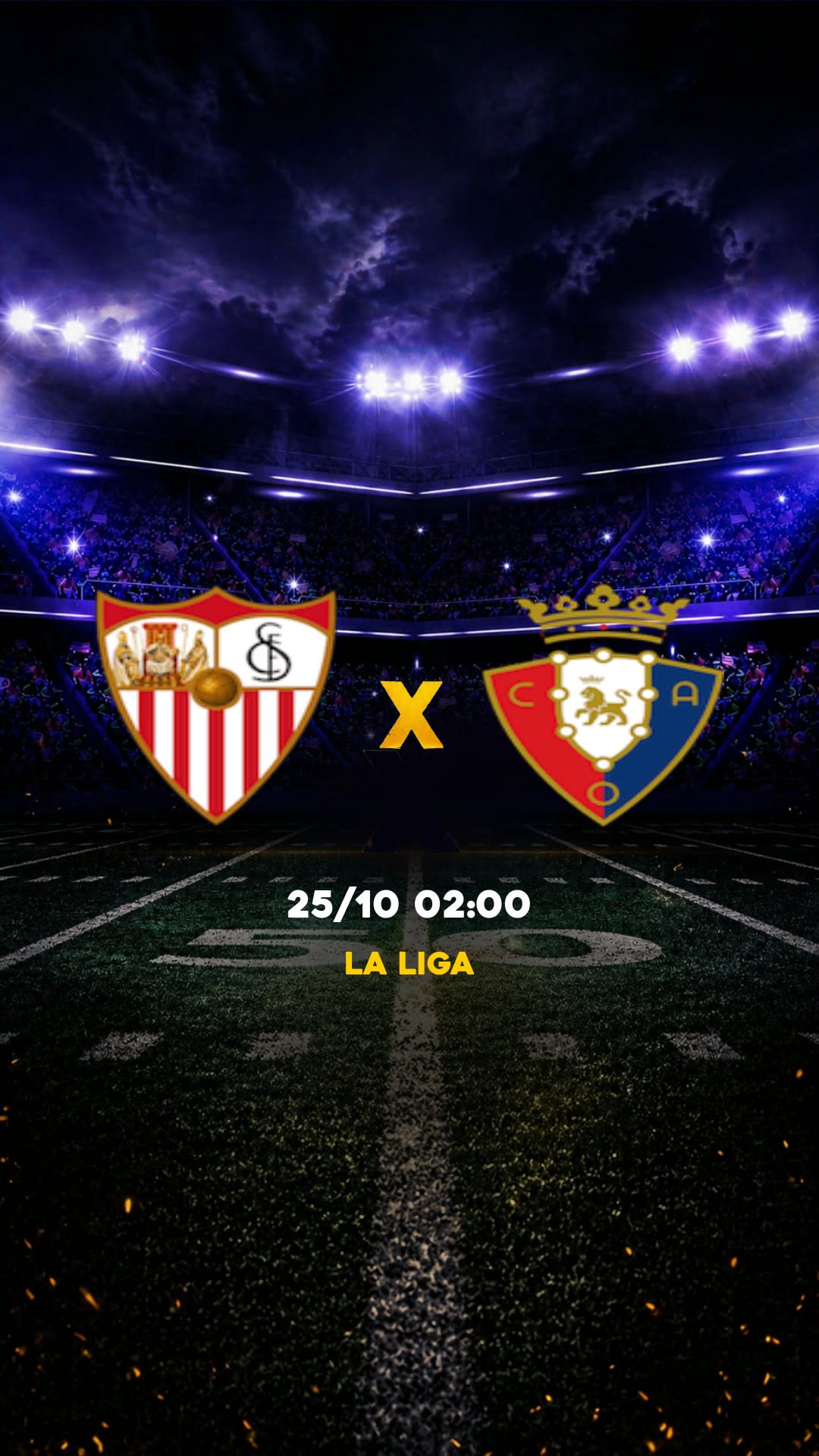 Flyer Sevilla x Osasuna - La Liga - Lunes, 26/10 22:00 - Descarga gratis fútbol