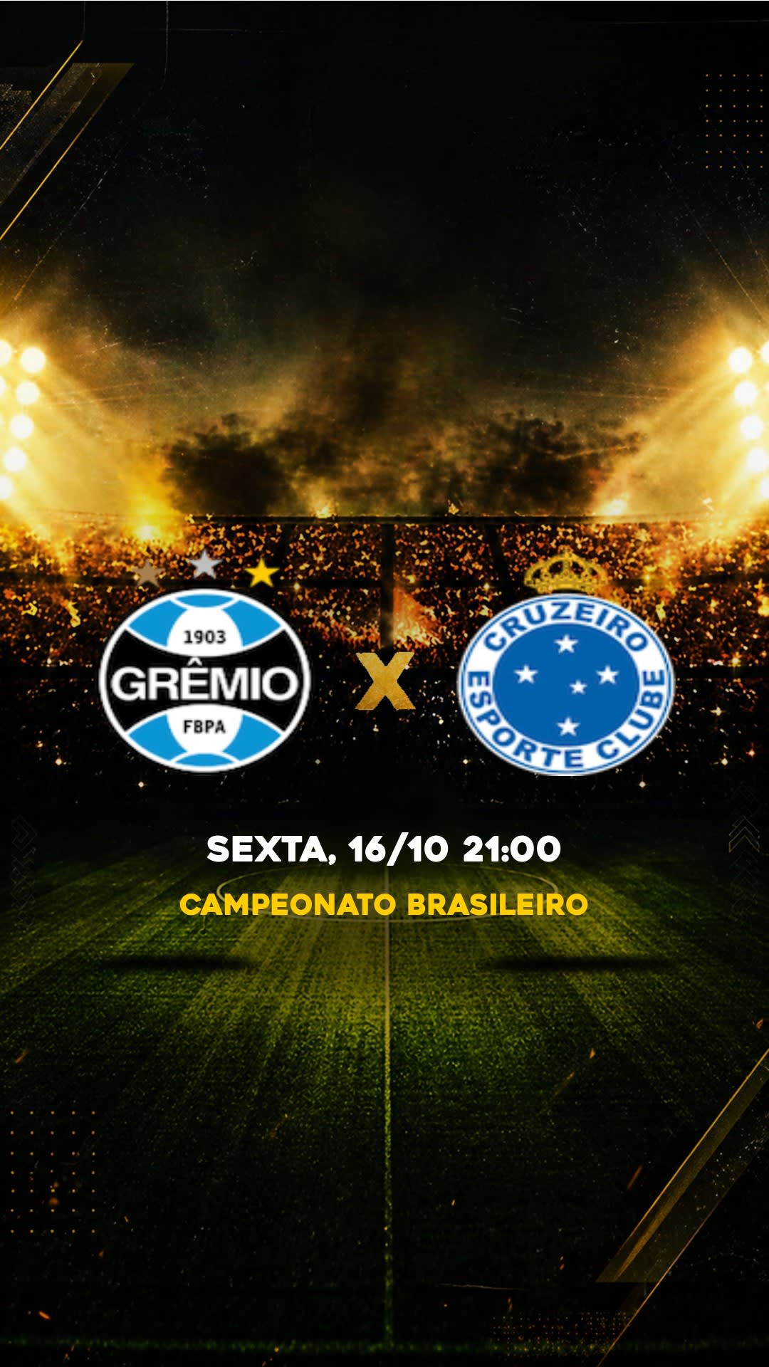 Flyer Grêmio x Cruzeiro - Campeonato Brasileiro - SEXTA, 16/10 21:00 - Download gratis futebol