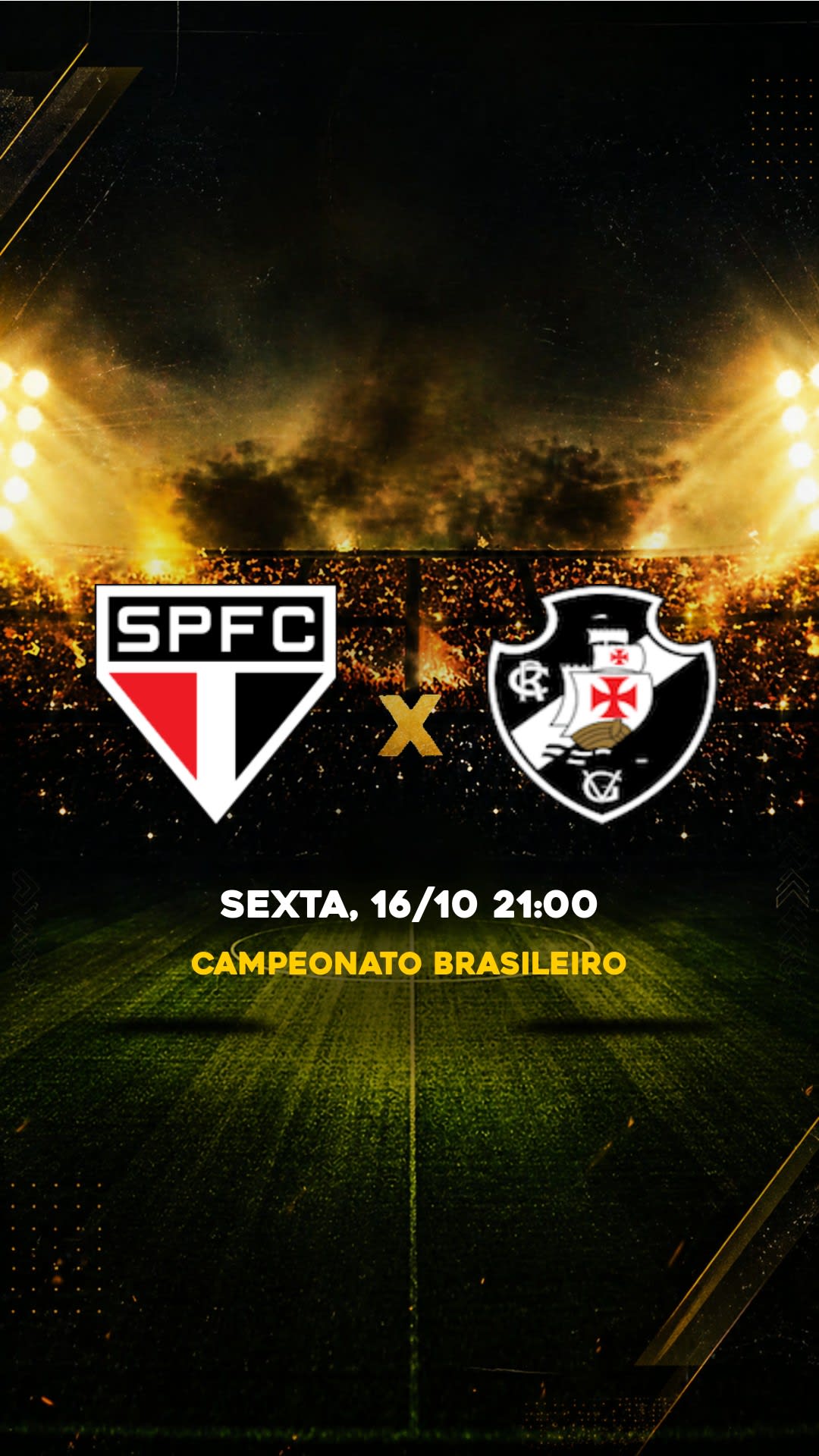 Flyer São Paulo x Vasco - Campeonato Brasileiro - SEXTA, 16/10 21:00 - Download gratis futebol