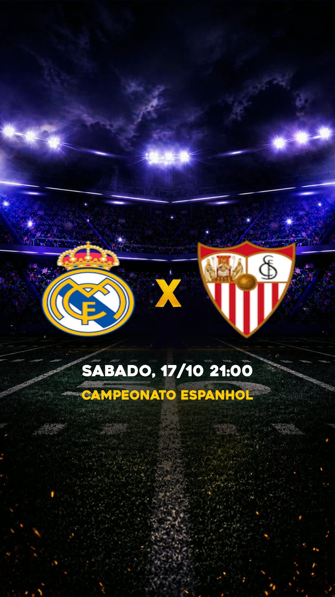 Flyer Real Madrid x Sevilla - Campeonato Espanhol - Domingo, 18/10 16:00 - Download gratis futebol