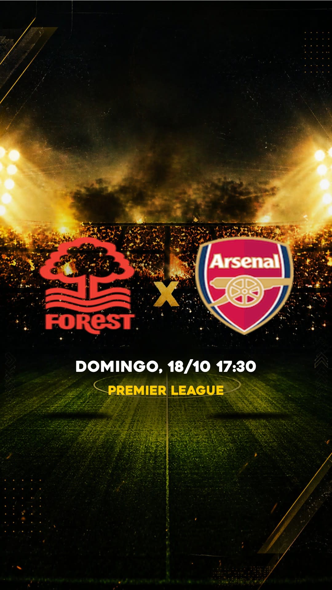 Flyer Nottingham Forest x Arsenal - Premier League - Domingo, 18/10 17:30 - Descarga gratis fútbol