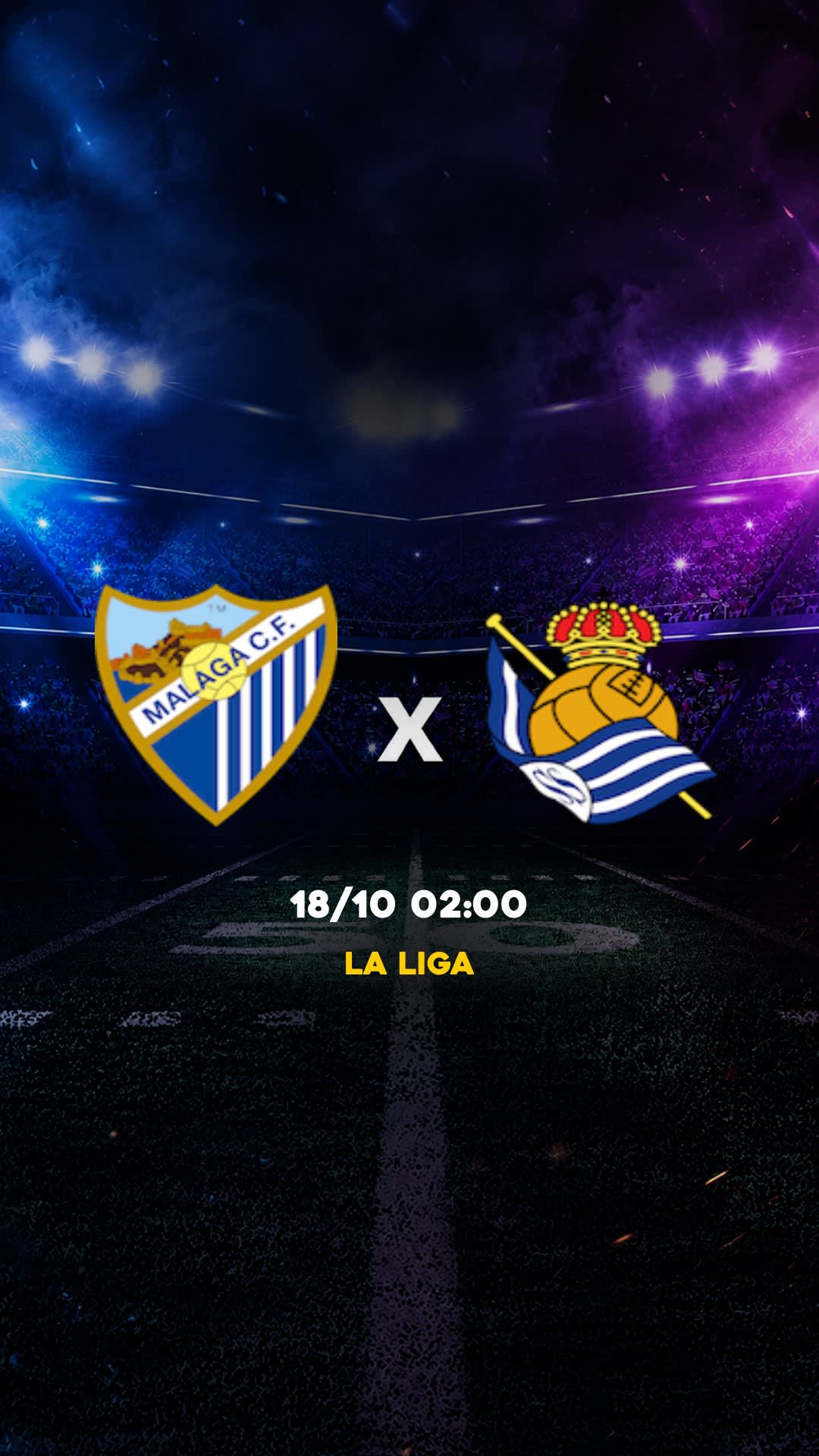 Flyer Málaga x Real Sociedad - La Liga - Domingo, 18/10 18:30 - Descarga gratis fútbol