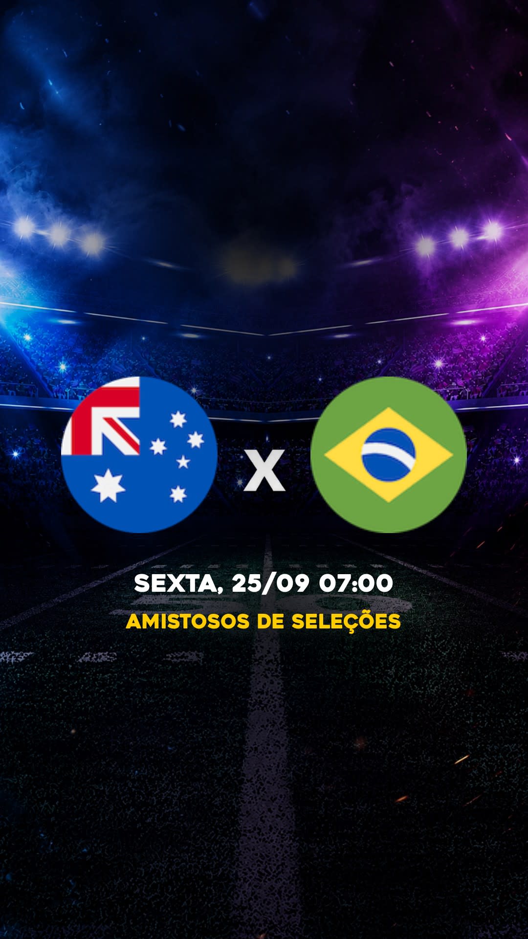 Flyer Austrália x Brasil - Amistosos de Seleções - Terca 29/09 07:00 - Download gratis futebol