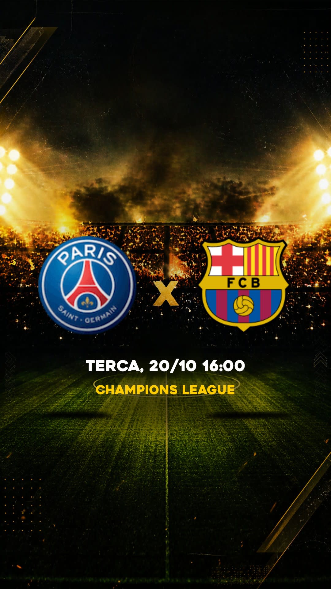 Flyer PSG x Barcelona - Champions League - Terca, 20/10 16:00 - Download gratis futebol