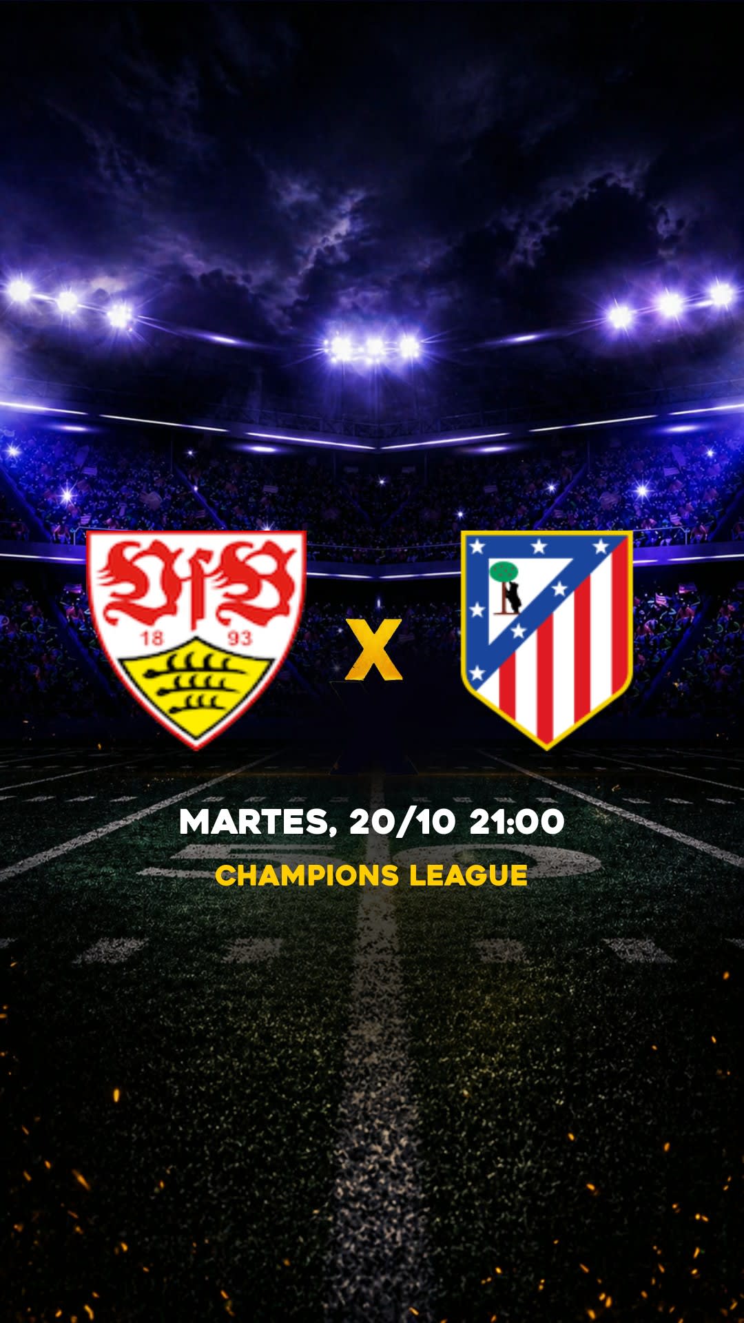 Flyer Stuttgart x Atlético Madrid - Champions League - Martes, 20/10 21:00 - Descarga gratis fútbol