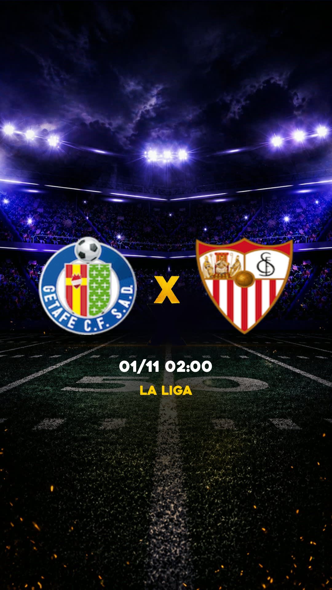Flyer Getafe x Sevilla - La Liga - 01/11 02:00 - Descarga gratis fútbol