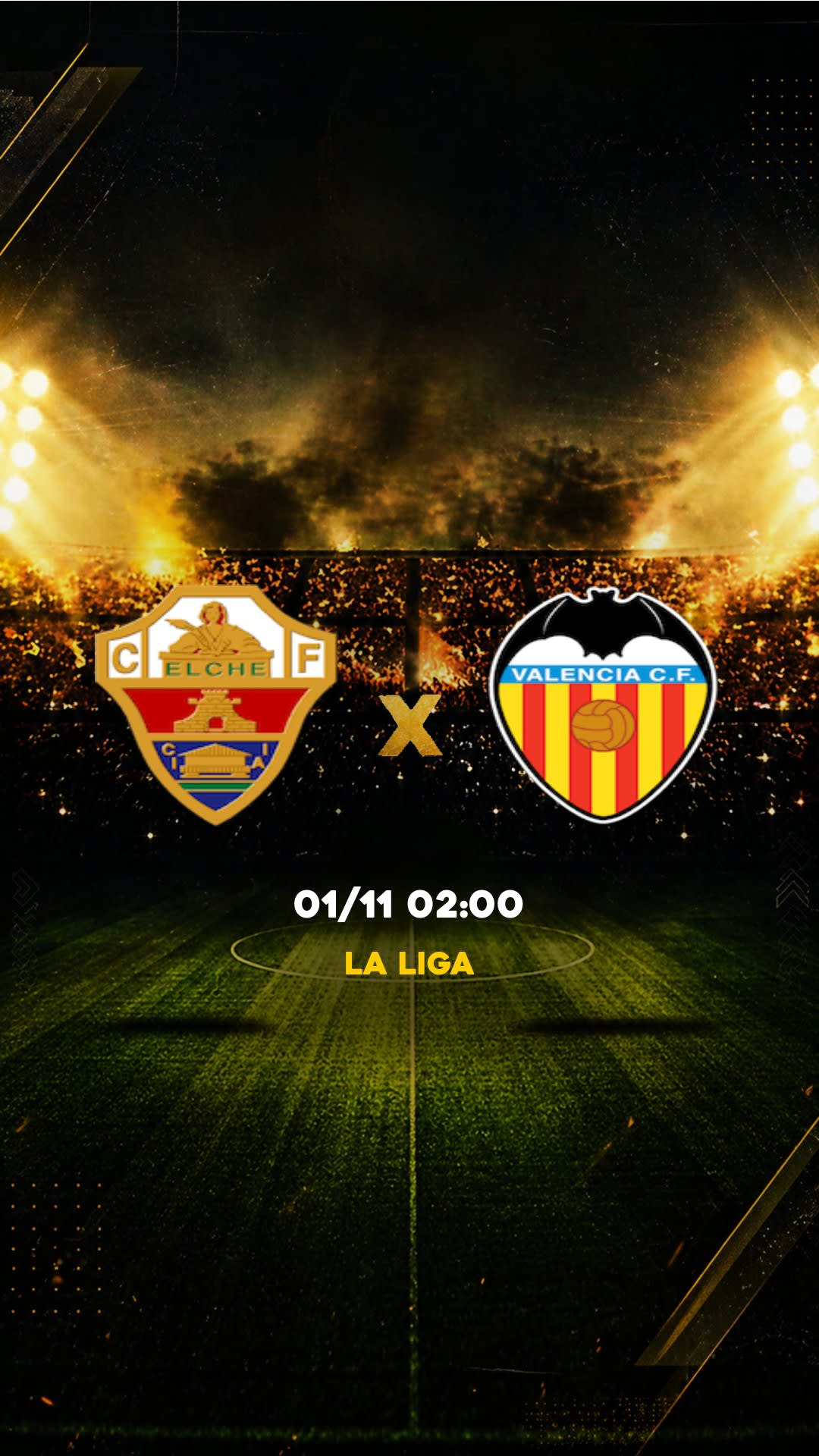 Flyer Elche x Valência - La Liga - 01/11 02:00 - Descarga gratis fútbol