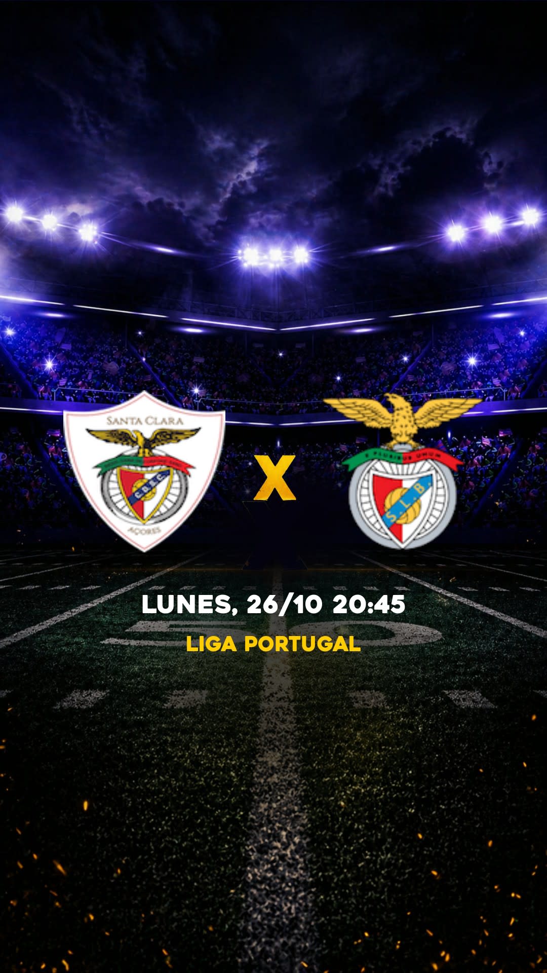 Flyer Santa Clara x Benfica - Liga Portugal - Lunes, 26/10 20:45 - Descarga gratis fútbol